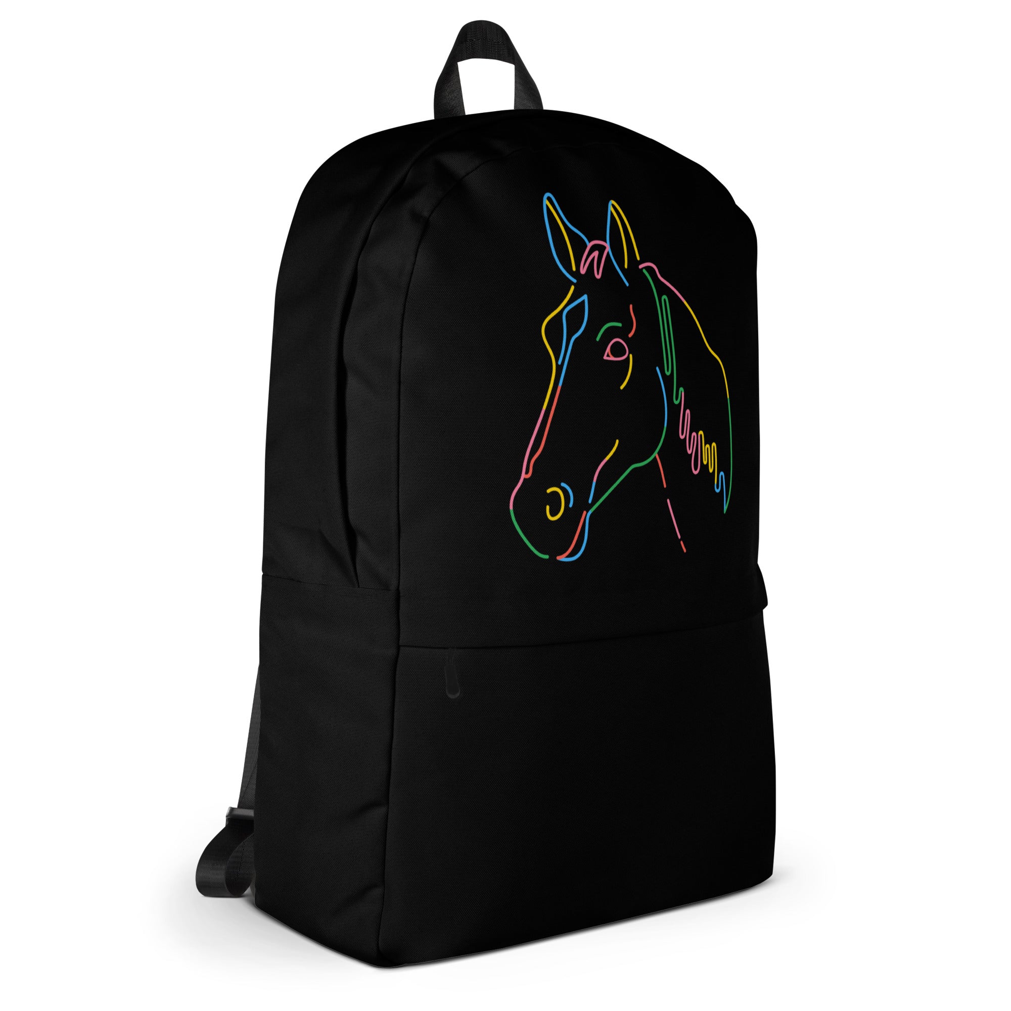 Kids Colorful Horse Outline Backpack - Water-Resistant School Bag With Adjustable Padded Straps & Breathable Mesh Back