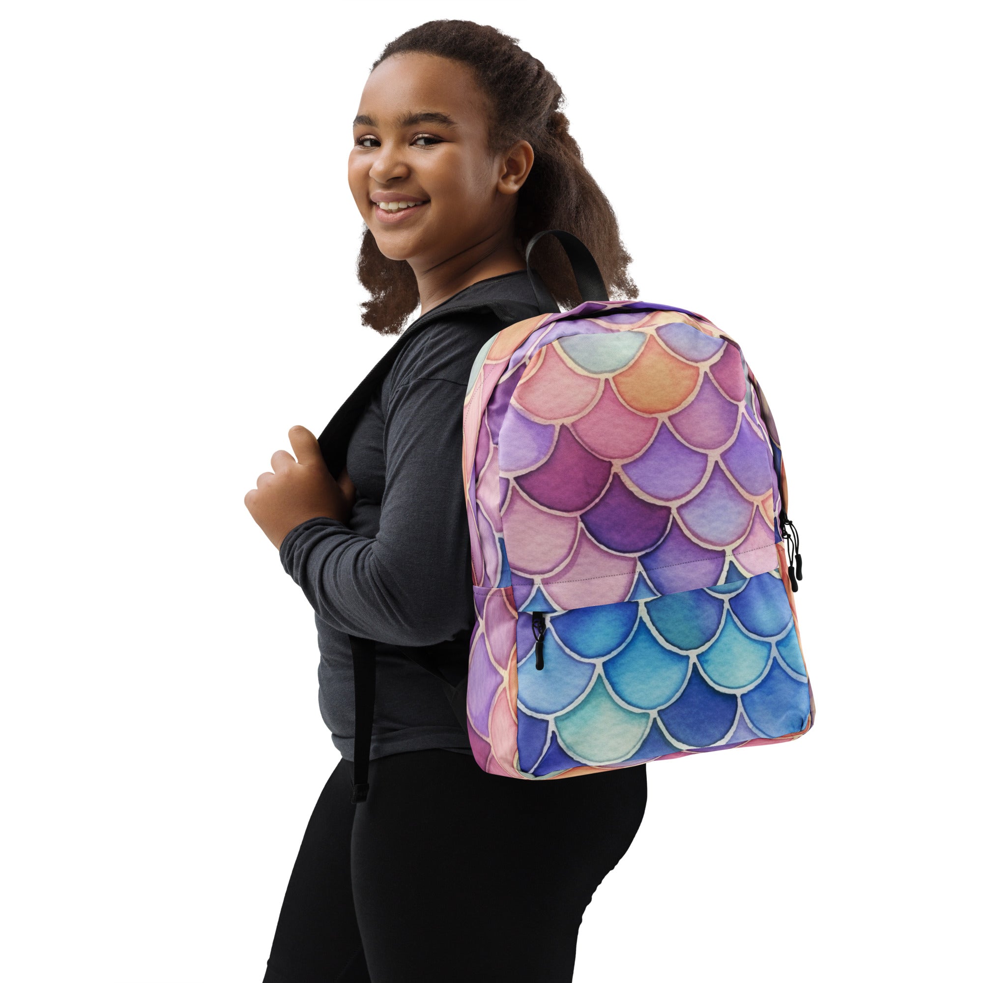 Girls Watercolor Mermaid Backpack - Water-Resistant School Bag With Adjustable Padded Straps & Breathable Mesh Back