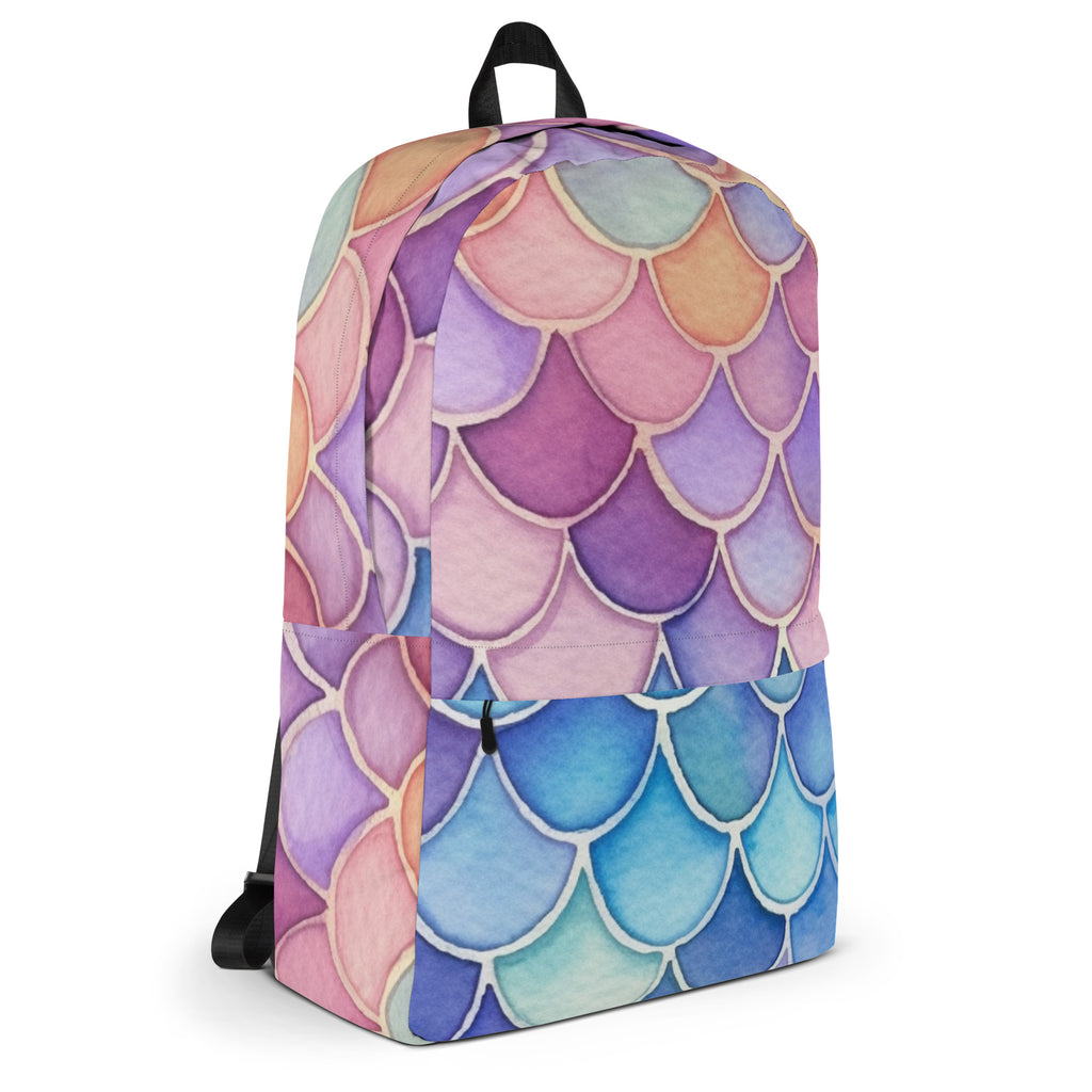 Girls Watercolor Mermaid Backpack - Water-Resistant School Bag With Adjustable Padded Straps & Breathable Mesh Back