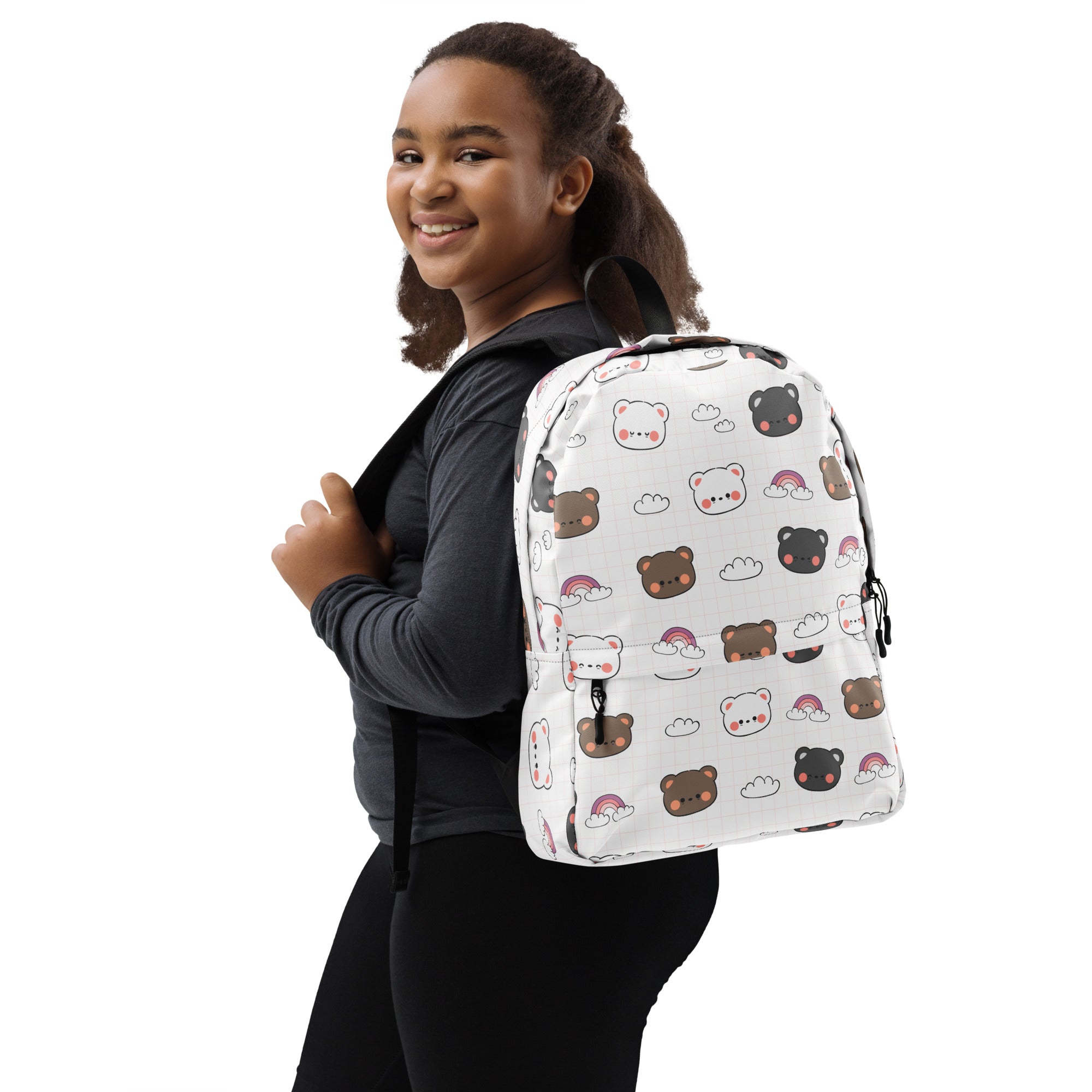 Girls Kawaii Bear Backpack - Water-Resistant School Bag With Adjustable Padded Straps & Breathable Mesh Back