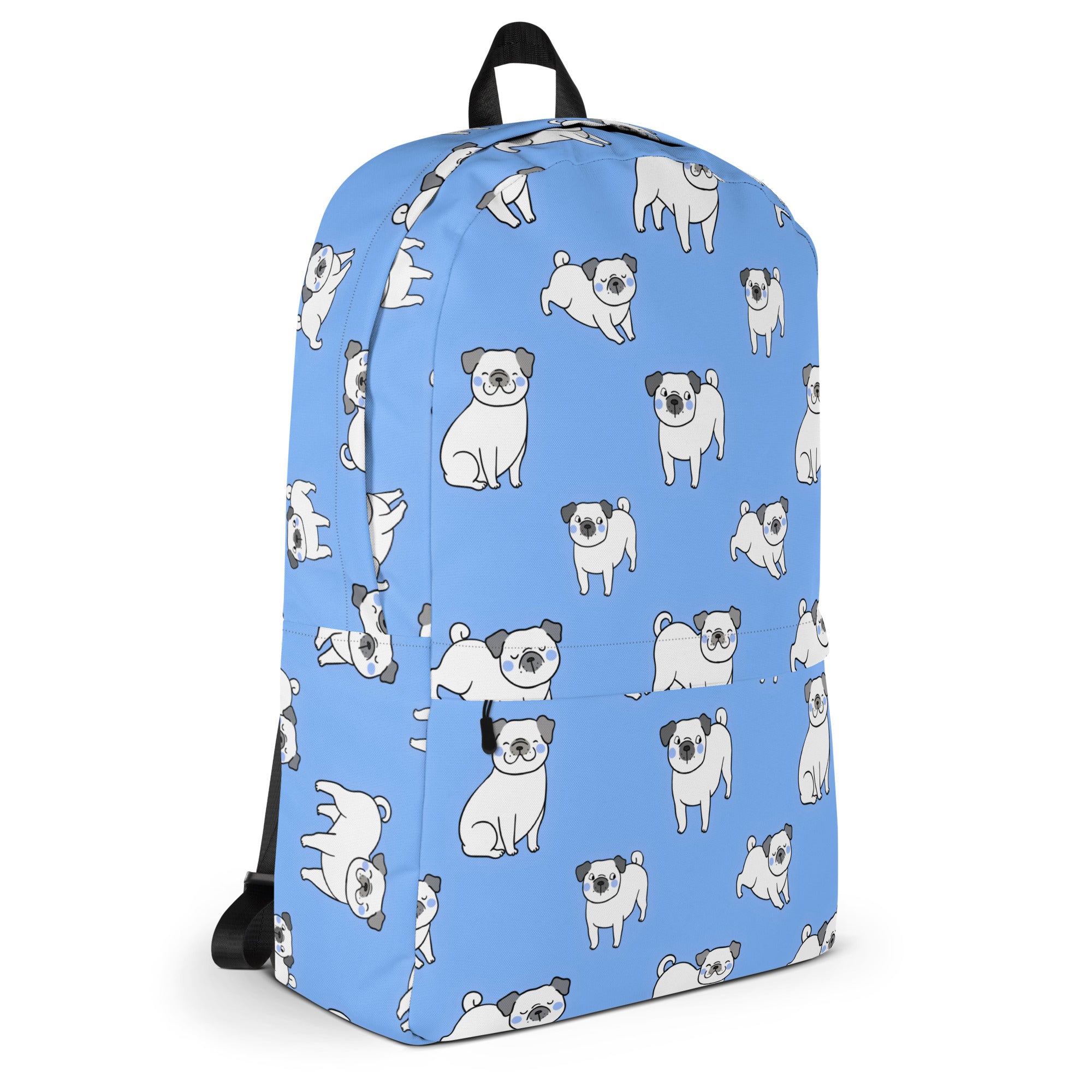 Kids Blue Pug Backpack - Water-Resistant School Bag With Adjustable Padded Straps & Breathable Mesh Back
