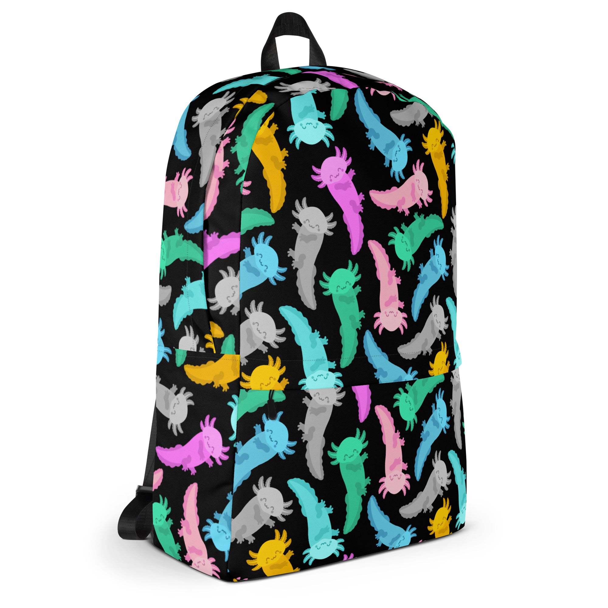 Girls Colorful Axolotl Backpack - Water-Resistant School Bag With Adjustable Padded Straps & Breathable Mesh Back