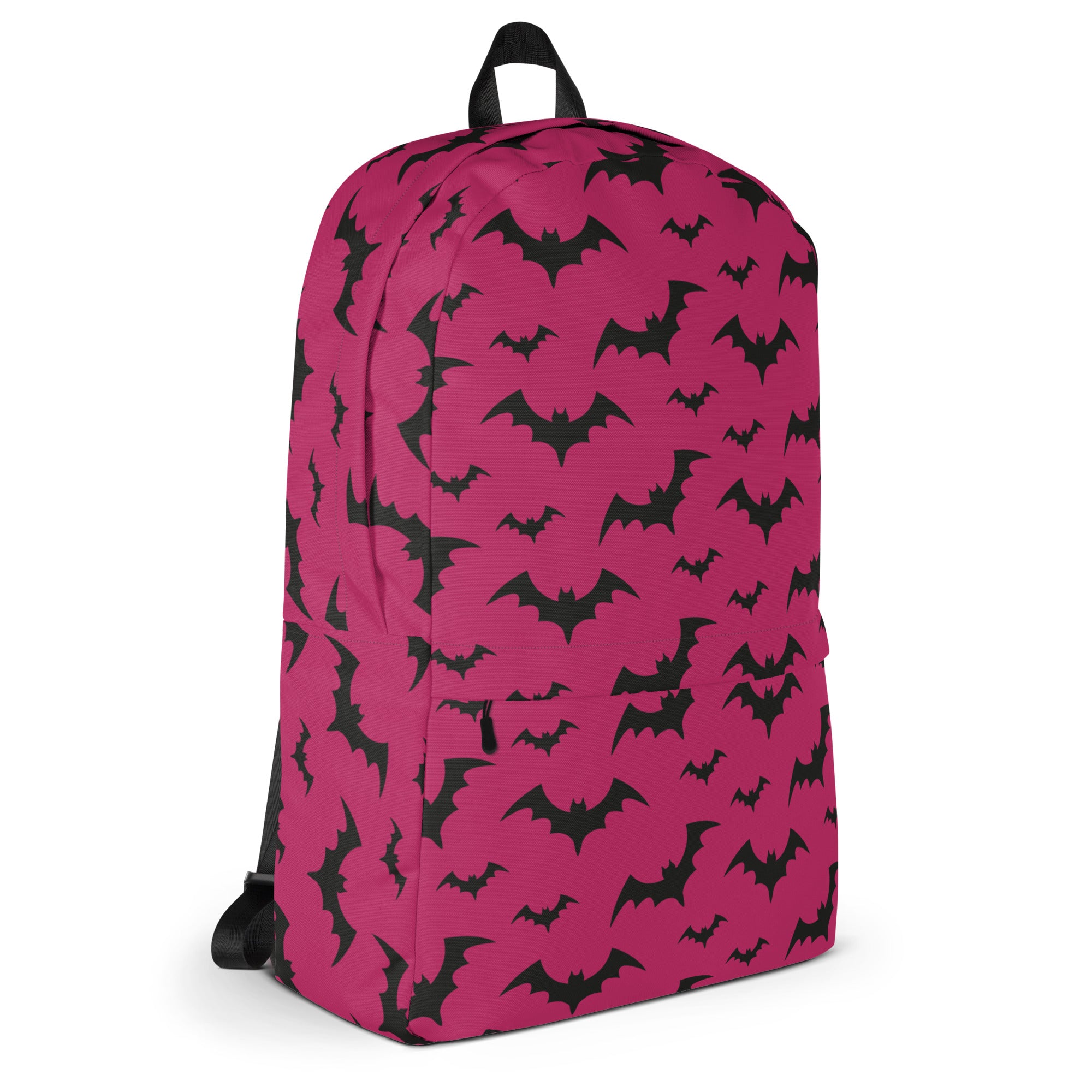 Girls Dark Pink Bats Backpack - Water-Resistant School Bag With Adjustable Padded Straps & Breathable Mesh Back