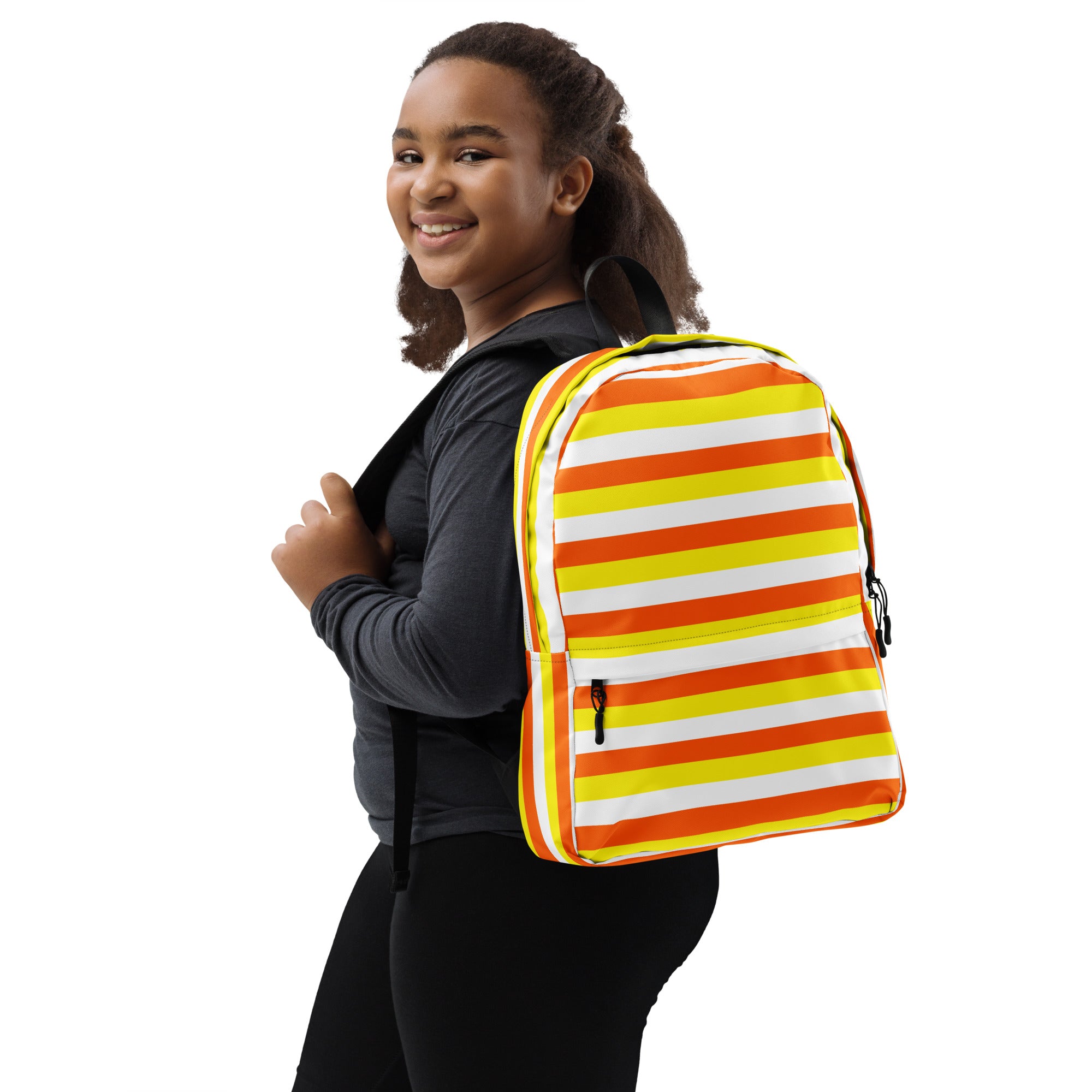 Kids Candy Corn Stripes Backpack - Water-Resistant School Bag With Adjustable Padded Straps & Breathable Mesh Back