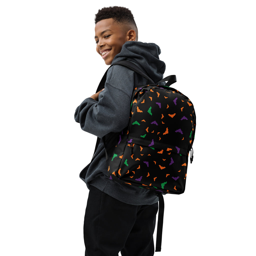 Kids Colorful Halloween Bat Backpack - Water-Resistant School Bag With Adjustable Padded Straps & Breathable Mesh Back