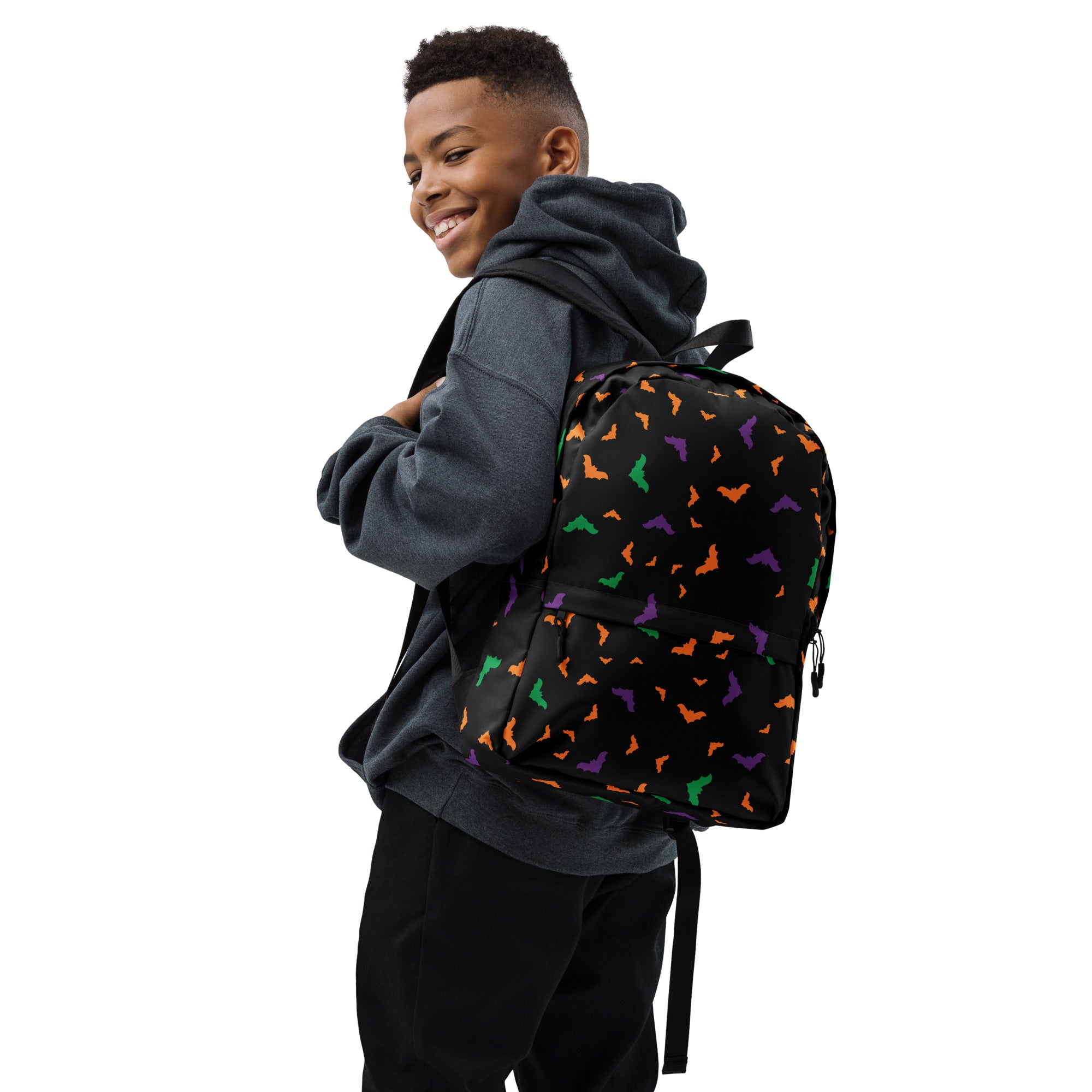 Kids Colorful Halloween Bat Backpack - Water-Resistant School Bag With Adjustable Padded Straps & Breathable Mesh Back