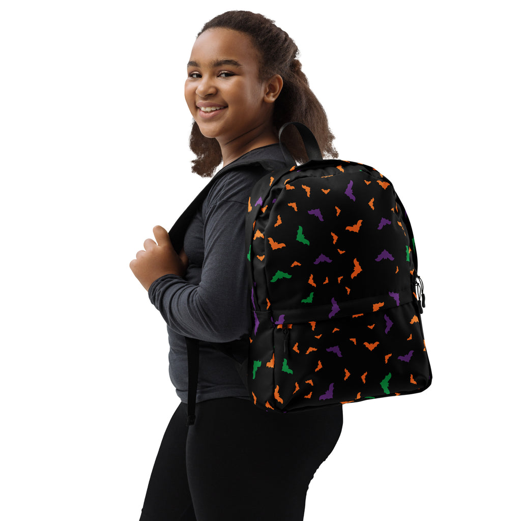 Kids Colorful Halloween Bat Backpack - Water-Resistant School Bag With Adjustable Padded Straps & Breathable Mesh Back