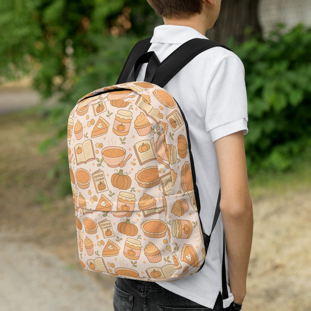 Kids Pumpkin Pie Themed Backpack - Water-Resistant School Bag With Adjustable Padded Straps & Breathable Mesh Back
