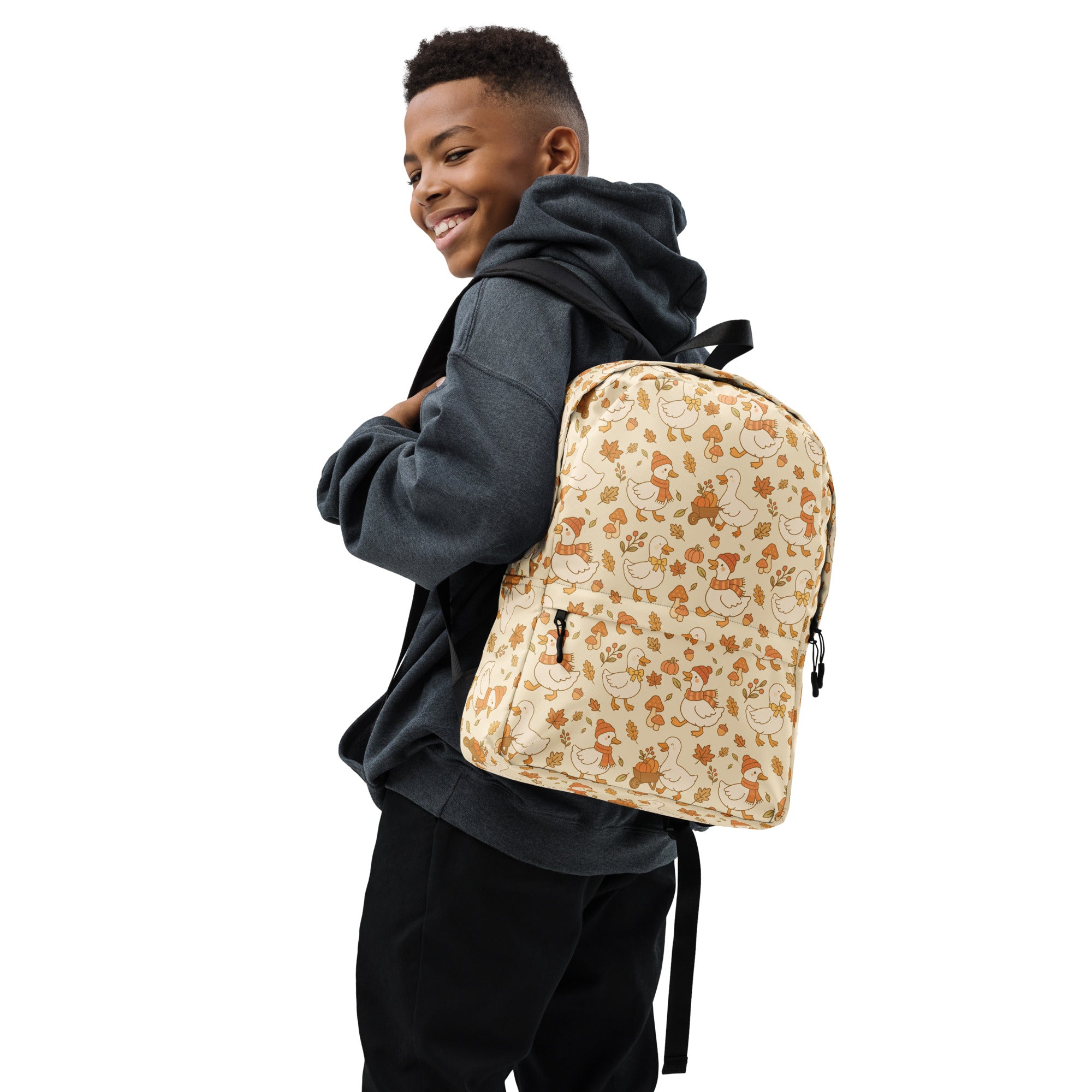 Kids Autumn Ducks Backpack - Water-Resistant School Bag With Adjustable Padded Straps & Breathable Mesh Back