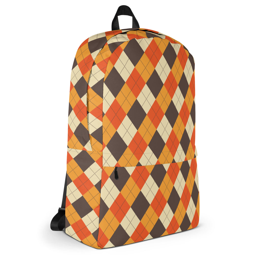 Kids Autumn Argyle Backpack - Water-Resistant School Bag With Adjustable Padded Straps & Breathable Mesh Back