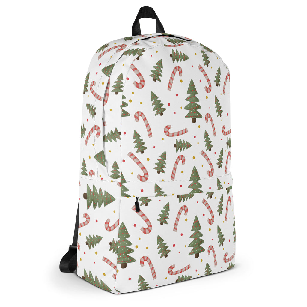 Kids Candy Cane Christmas Tree Backpack - Water-Resistant School Bag With Adjustable Padded Straps & Breathable Mesh Back