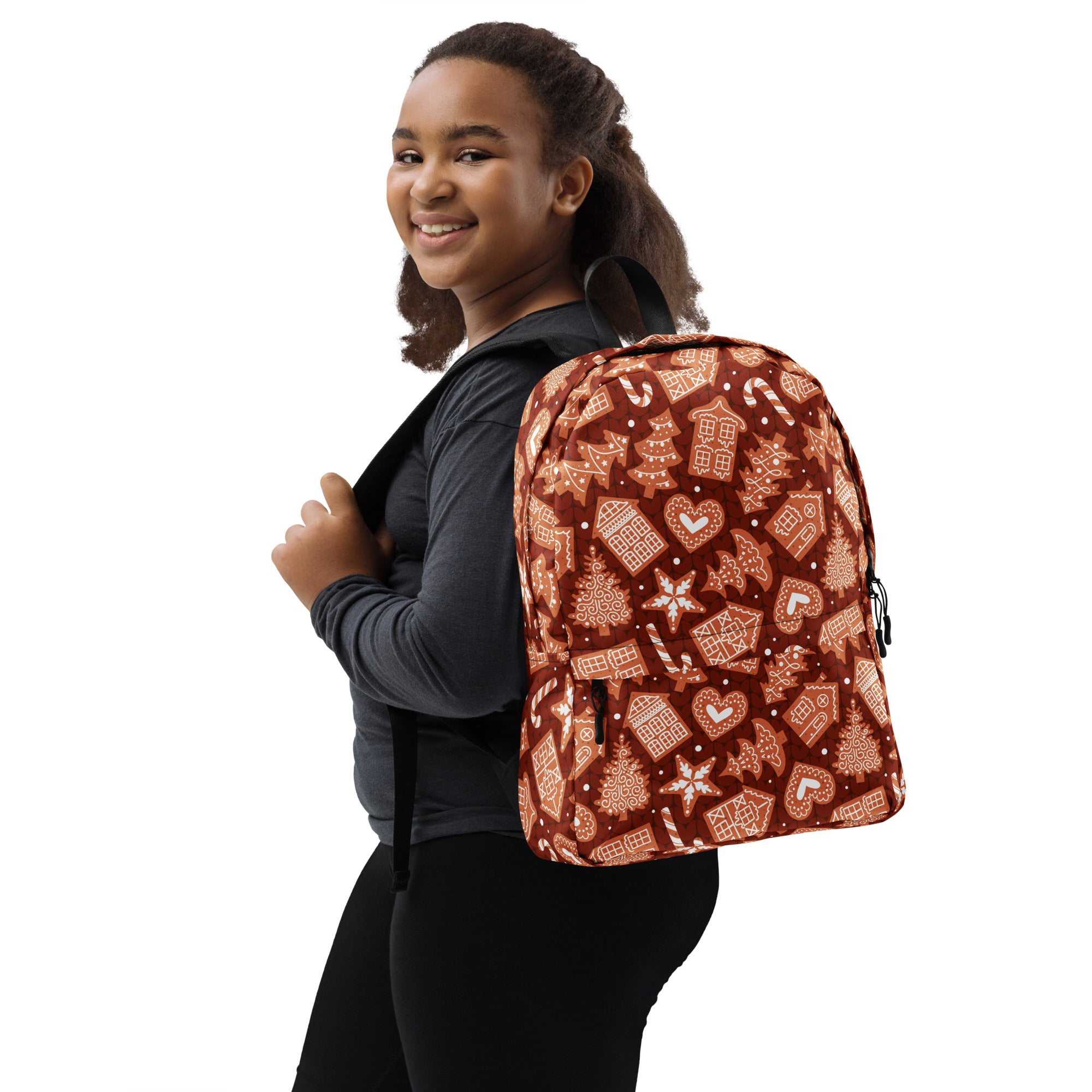 Kids Red Gingerbread Cookies Backpack - Water-Resistant School Bag With Adjustable Padded Straps & Breathable Mesh Back