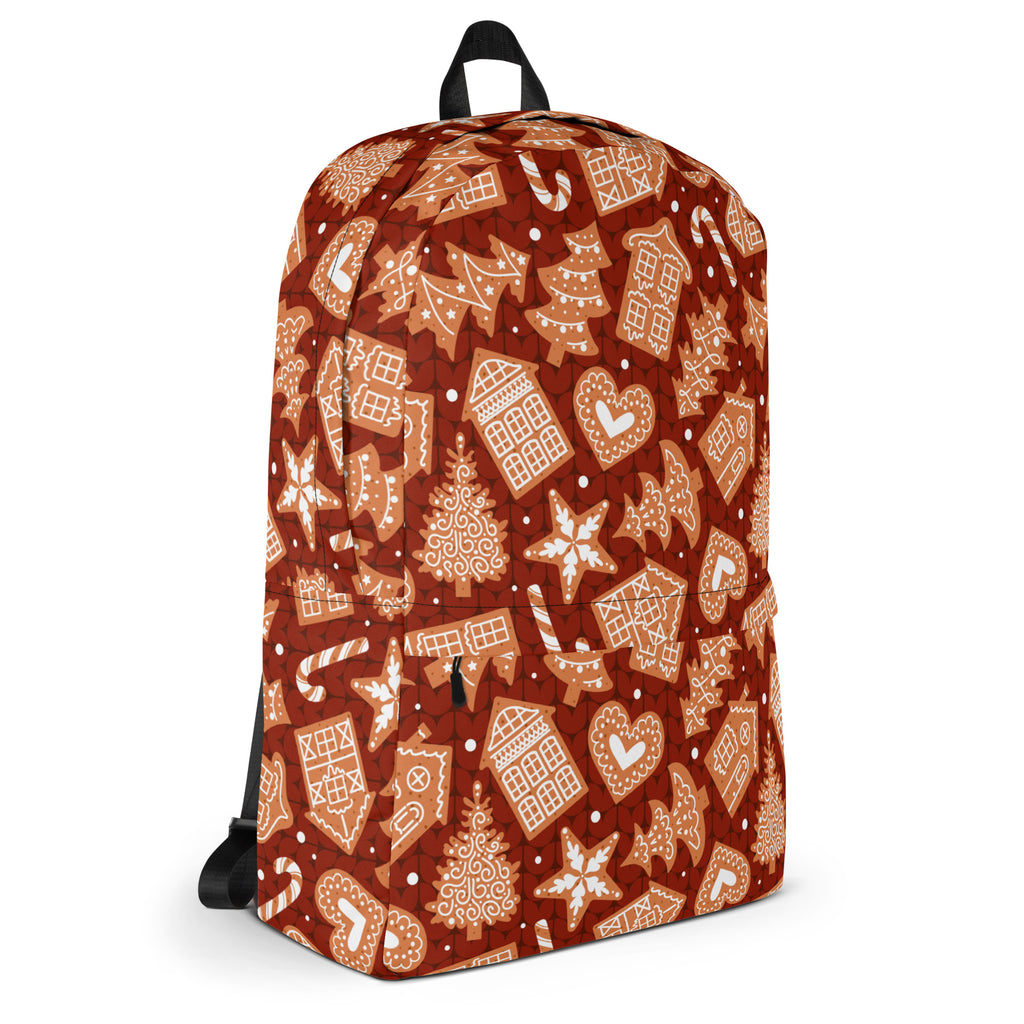 Kids Red Gingerbread Cookies Backpack - Water-Resistant School Bag With Adjustable Padded Straps & Breathable Mesh Back