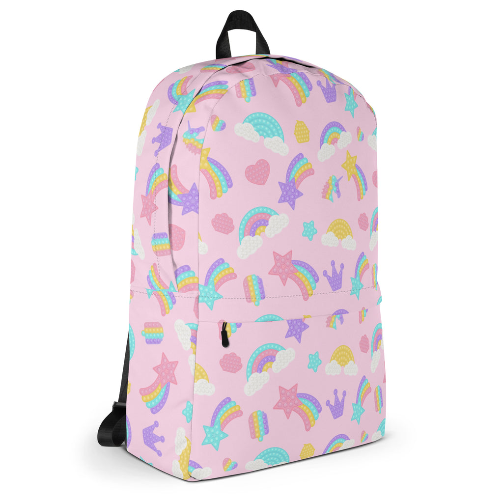 Girls Pop Fidget Backpack - Water-Resistant School Bag With Adjustable Padded Straps & Breathable Mesh Back