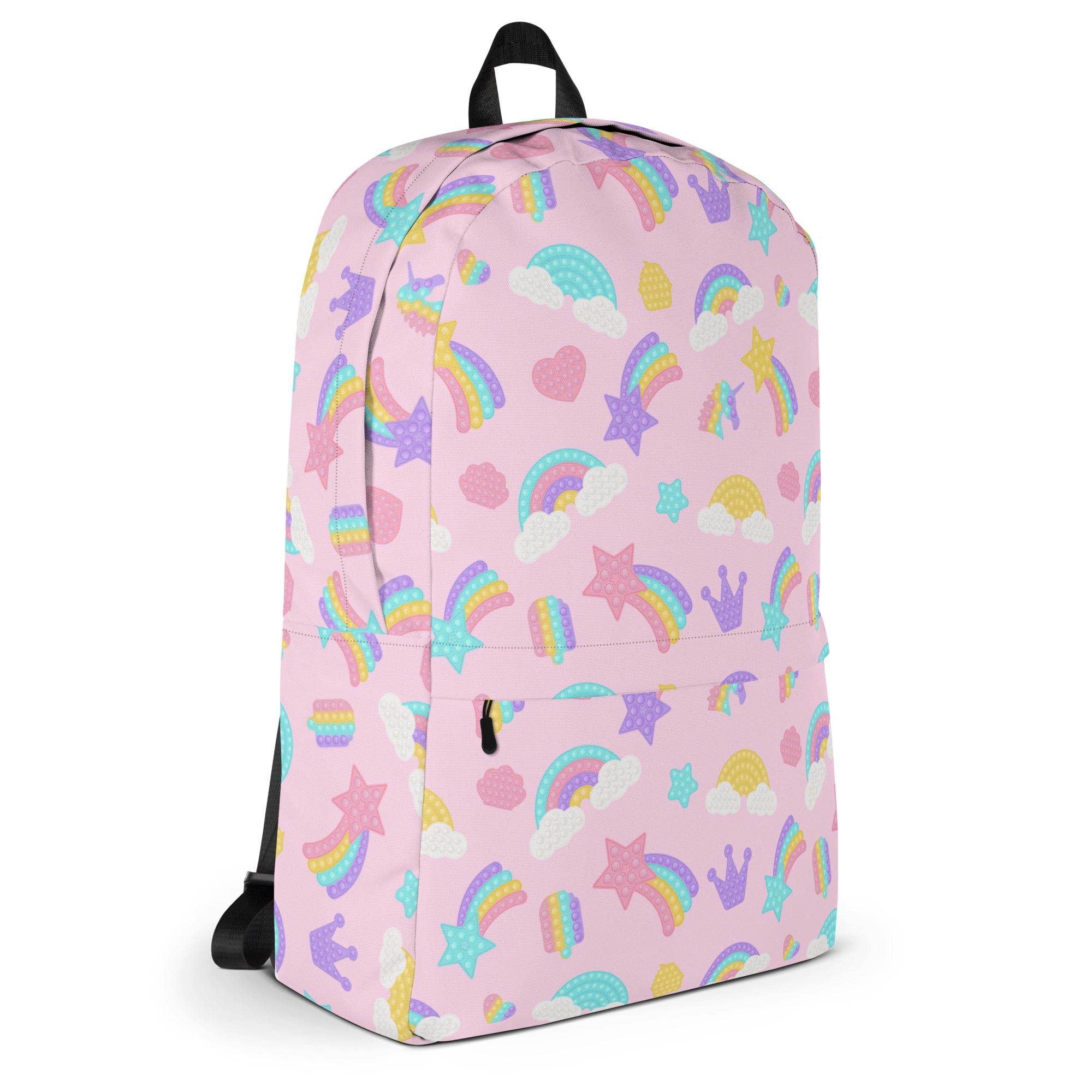 Girls Pop Fidget Backpack - Water-Resistant School Bag With Adjustable Padded Straps & Breathable Mesh Back