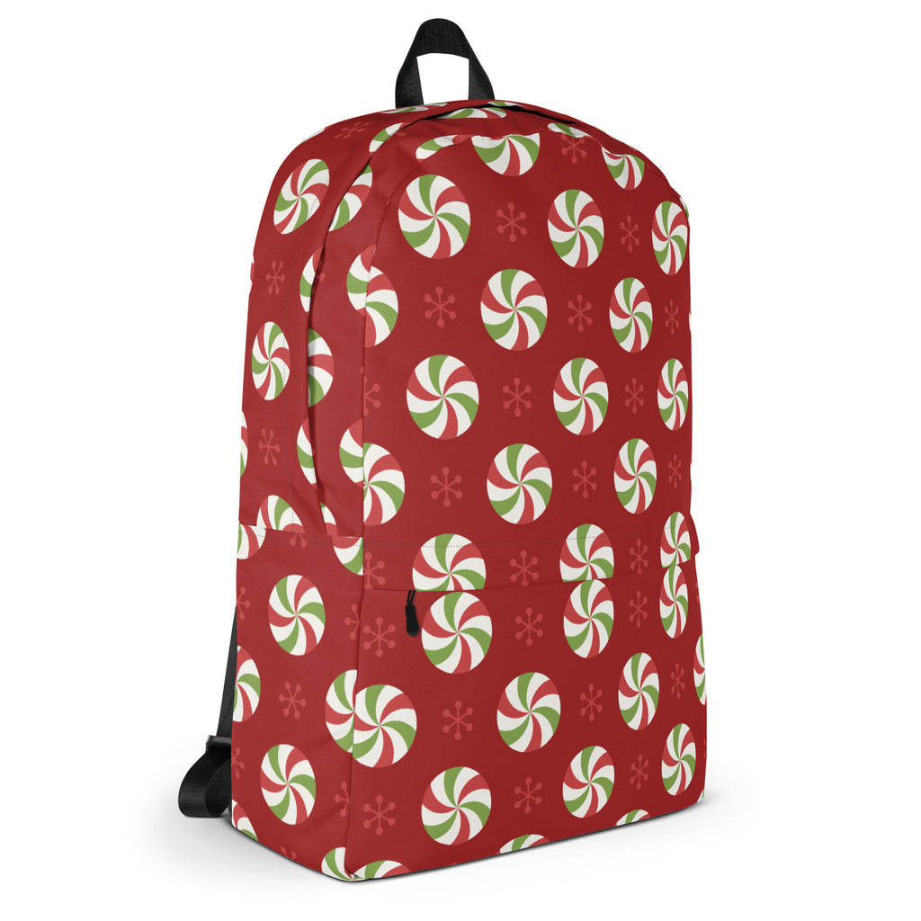 Kids Peppermint Christmas Backpack - Water-Resistant School Bag With Adjustable Padded Straps & Breathable Mesh Back