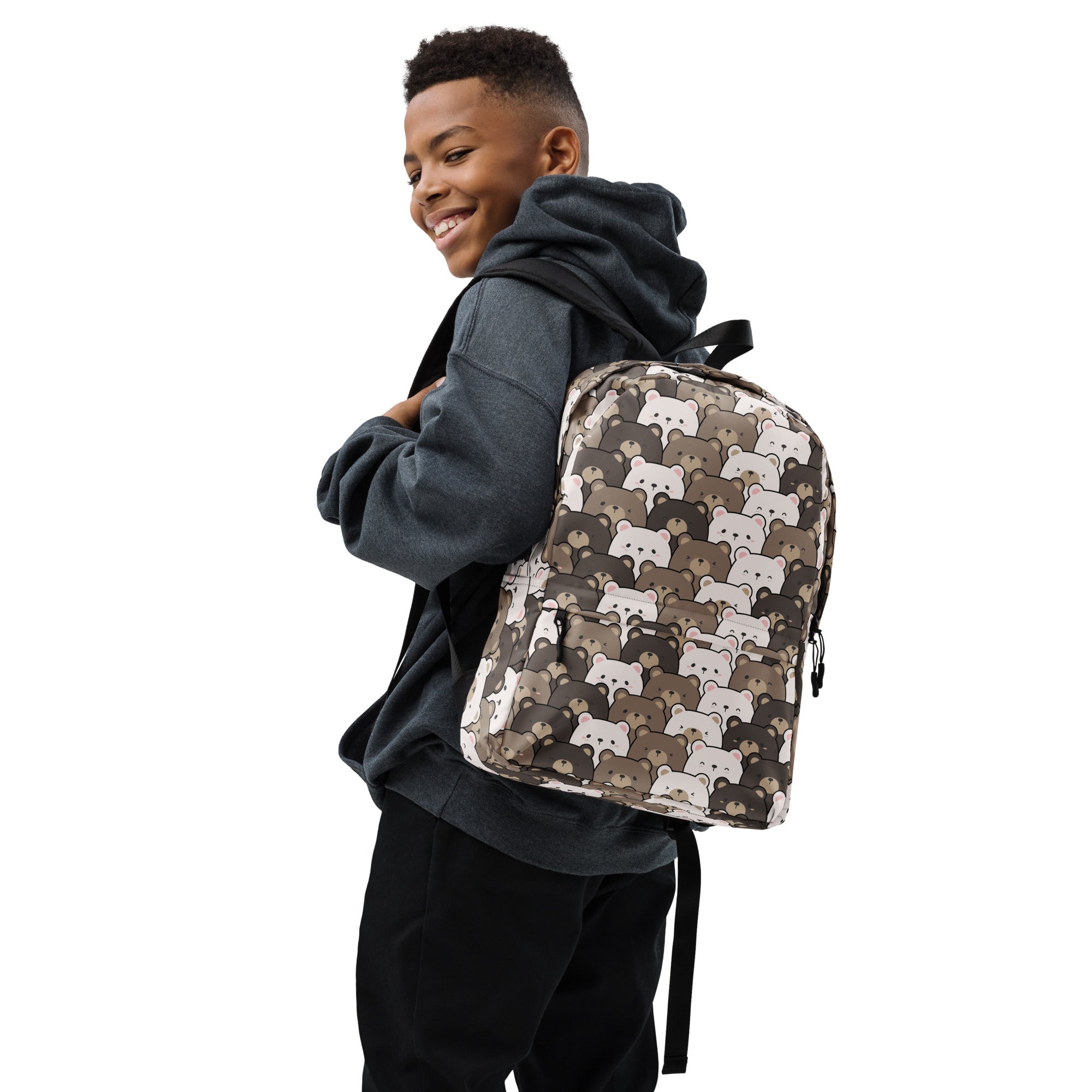 Kids Bear Face Backpack - Water-Resistant School Bag With Adjustable Padded Straps & Breathable Mesh Back