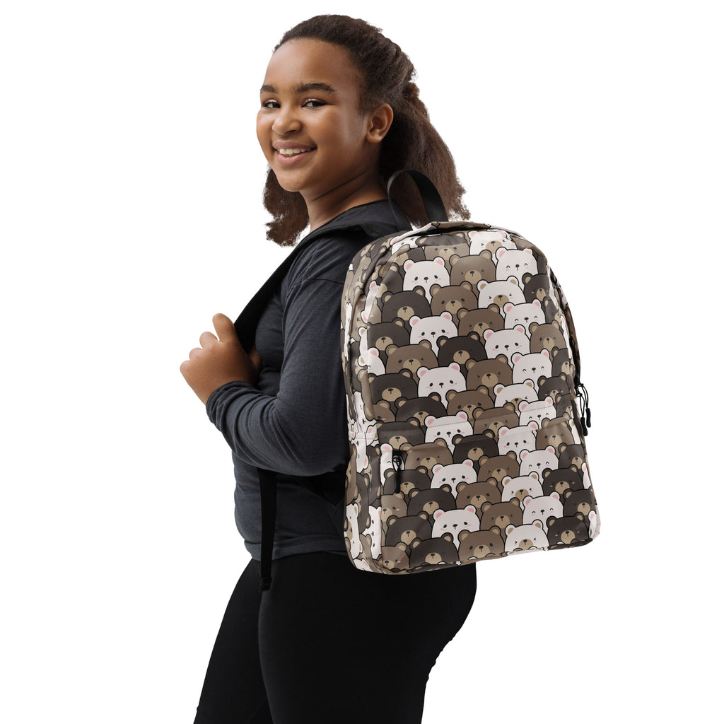 Kids Bear Face Backpack - Water-Resistant School Bag With Adjustable Padded Straps & Breathable Mesh Back