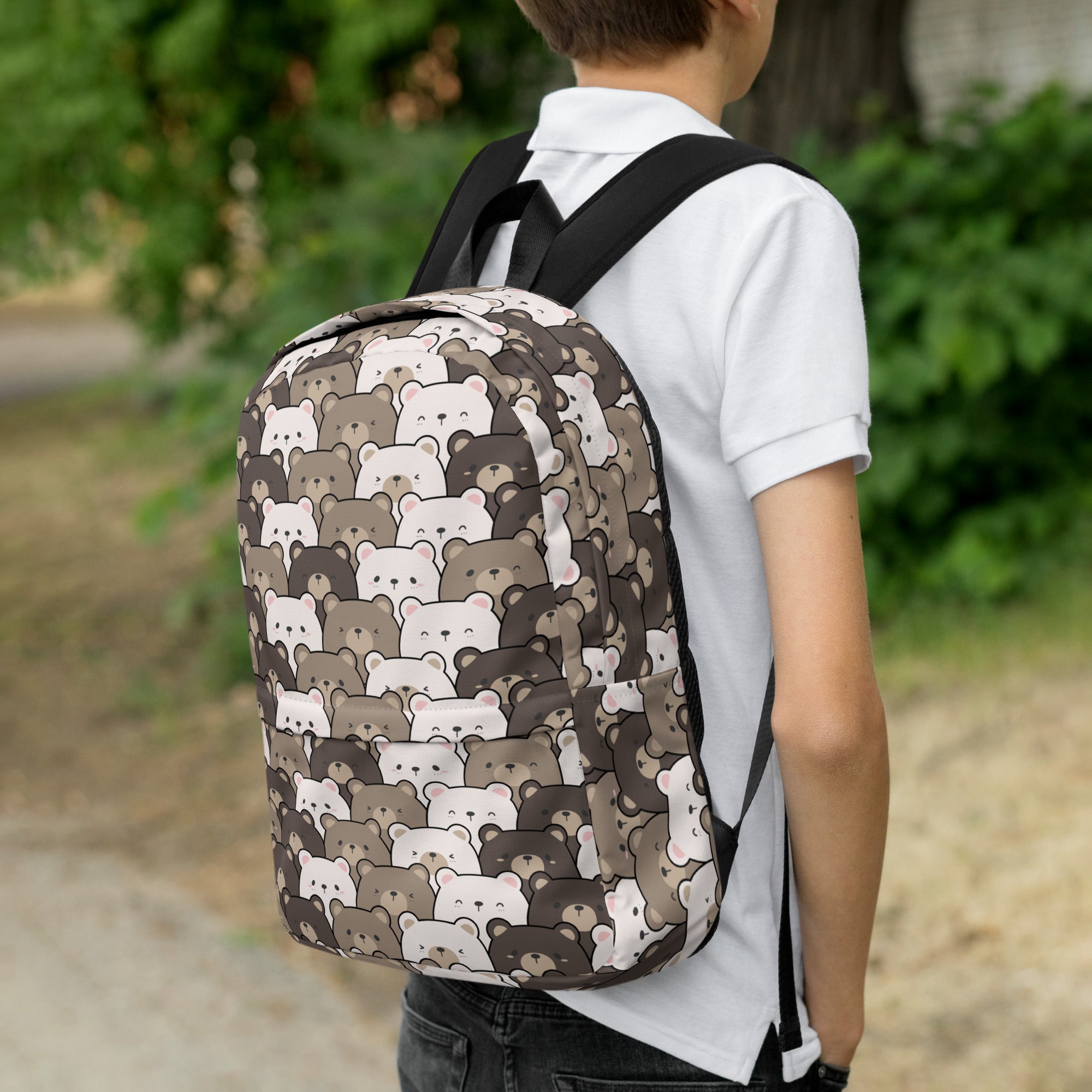 Kids Bear Face Backpack - Water-Resistant School Bag With Adjustable Padded Straps & Breathable Mesh Back