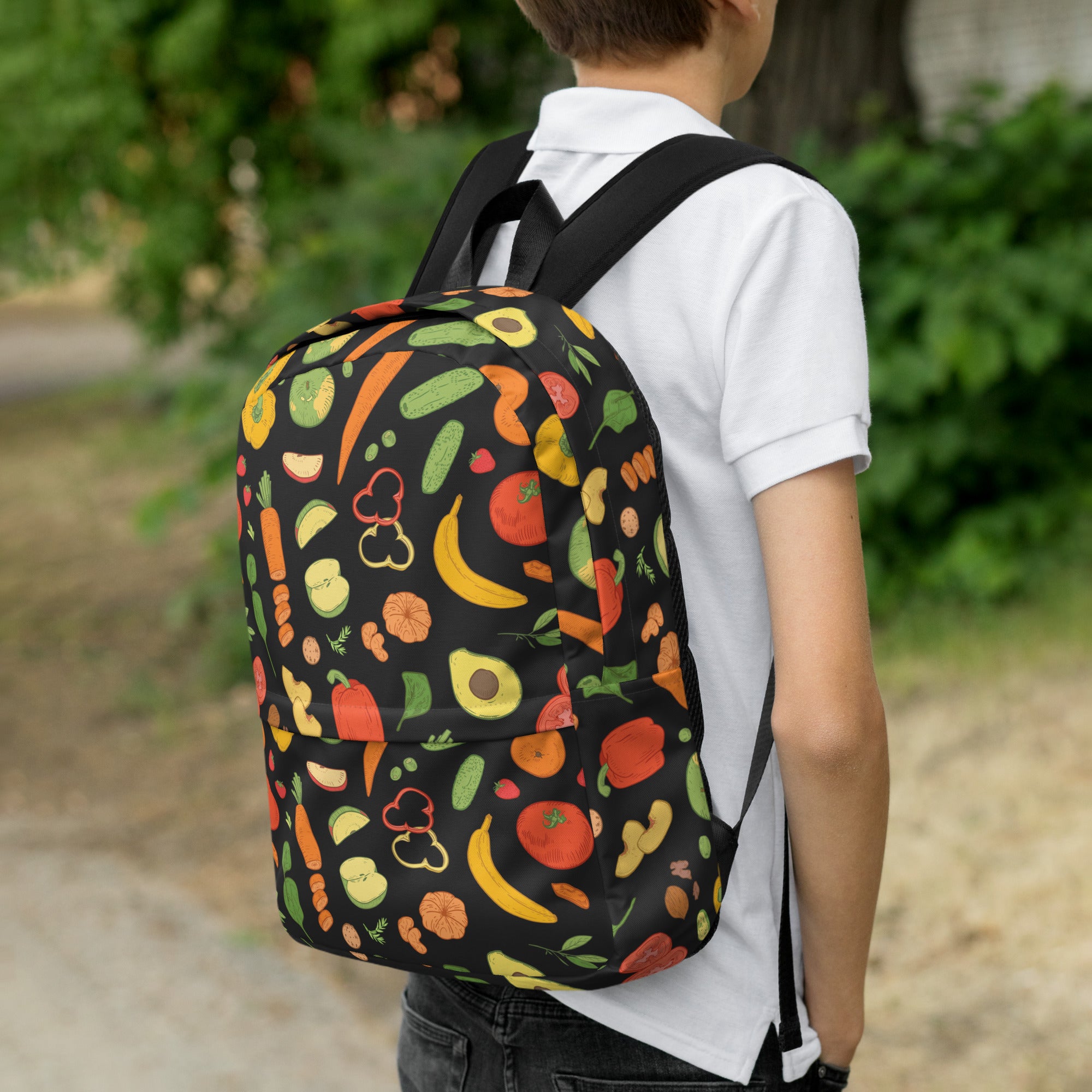 Kids Veggies & Fruit Backpack - Water-Resistant School Bag With Adjustable Padded Straps & Breathable Mesh Back
