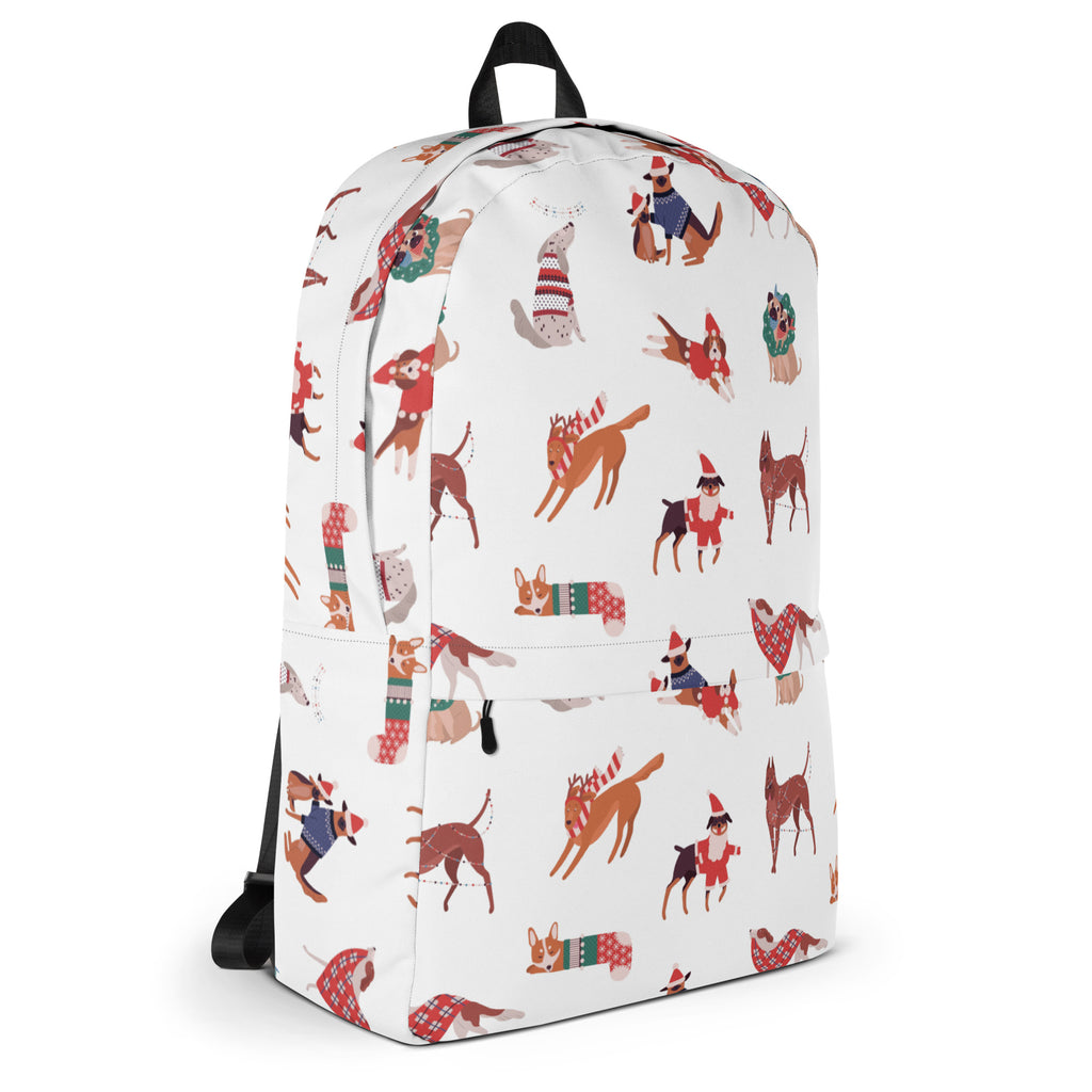 Kids Christmas Dogs Backpack - Water-Resistant School Bag With Adjustable Padded Straps & Breathable Mesh Back