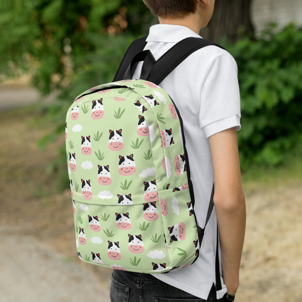 Kids Cow Backpack - Water-Resistant School Bag With Adjustable Padded Straps & Breathable Mesh Back