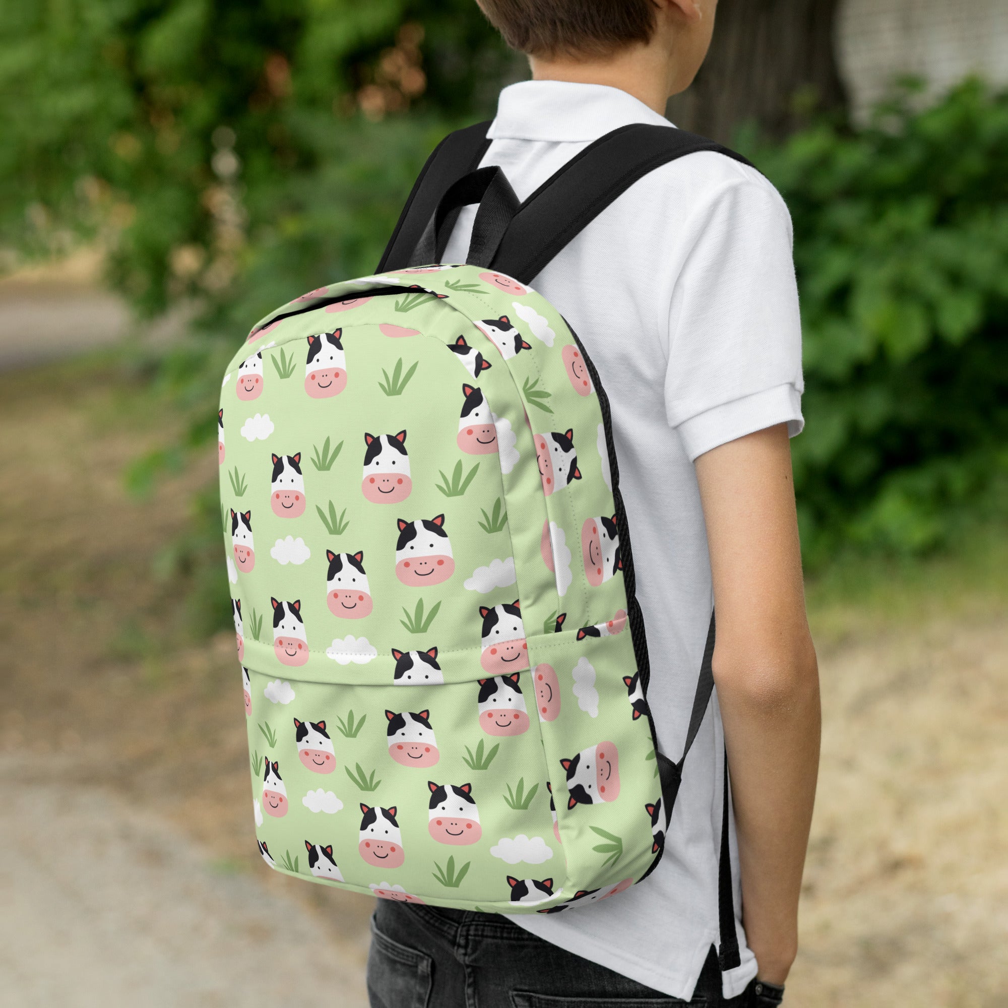 Kids Cow Backpack - Water-Resistant School Bag With Adjustable Padded Straps & Breathable Mesh Back