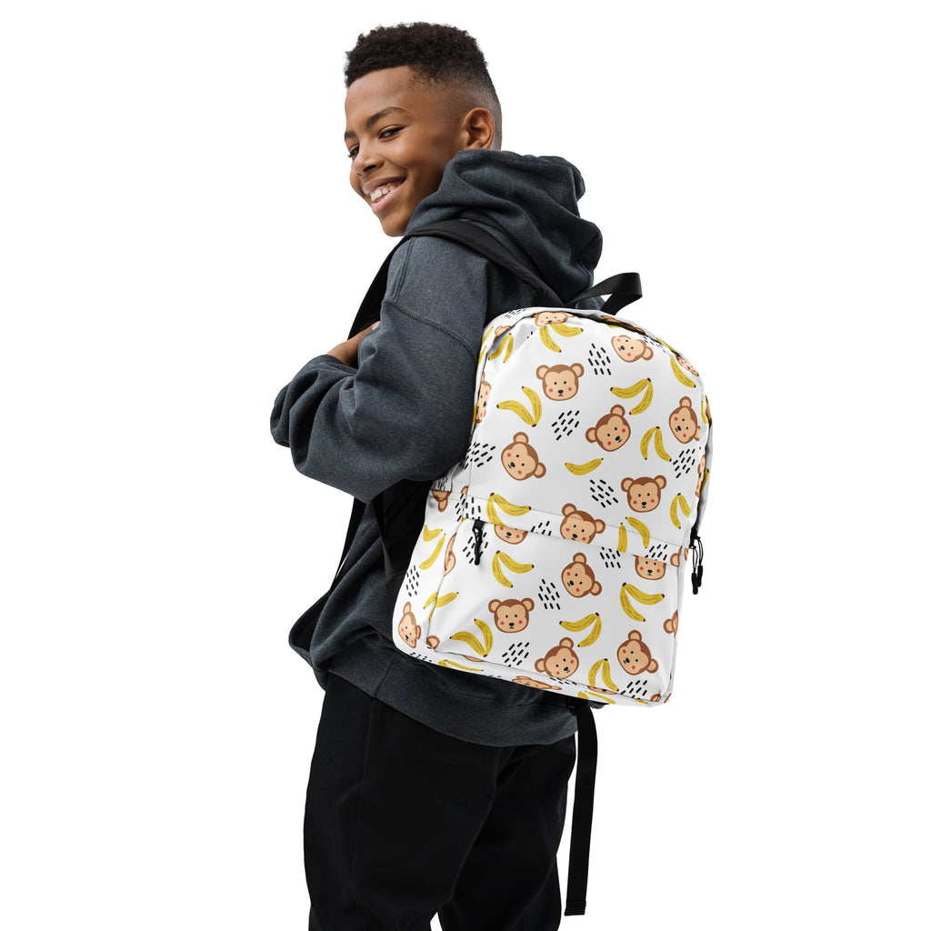 Kids Monkey Banana Backpack - Water-Resistant School Bag With Adjustable Padded Straps & Breathable Mesh Back