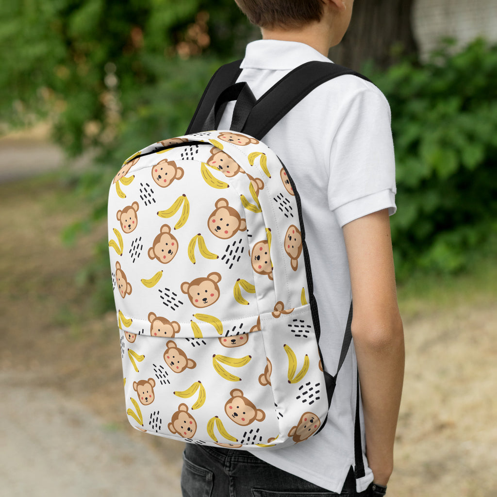 Kids Monkey Banana Backpack - Water-Resistant School Bag With Adjustable Padded Straps & Breathable Mesh Back