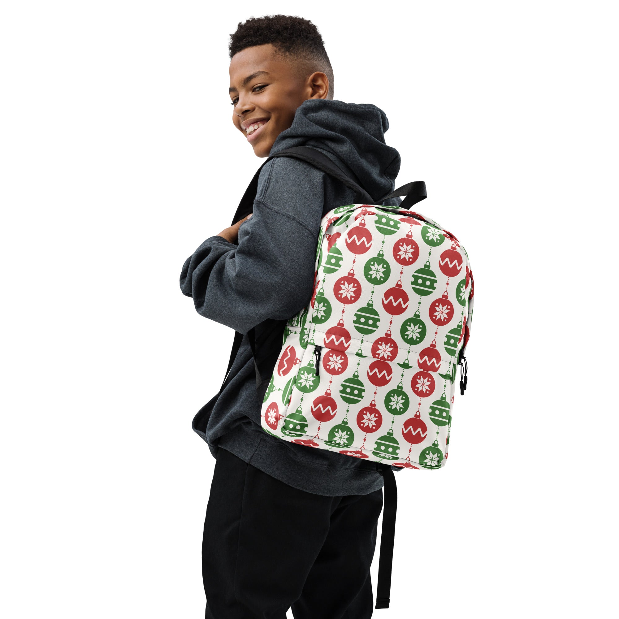 Kids Christmas Ornament Backpack - Water-Resistant School Bag With Adjustable Padded Straps & Breathable Mesh Back