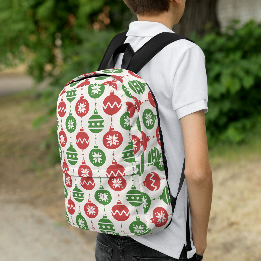 Kids Christmas Ornament Backpack - Water-Resistant School Bag With Adjustable Padded Straps & Breathable Mesh Back