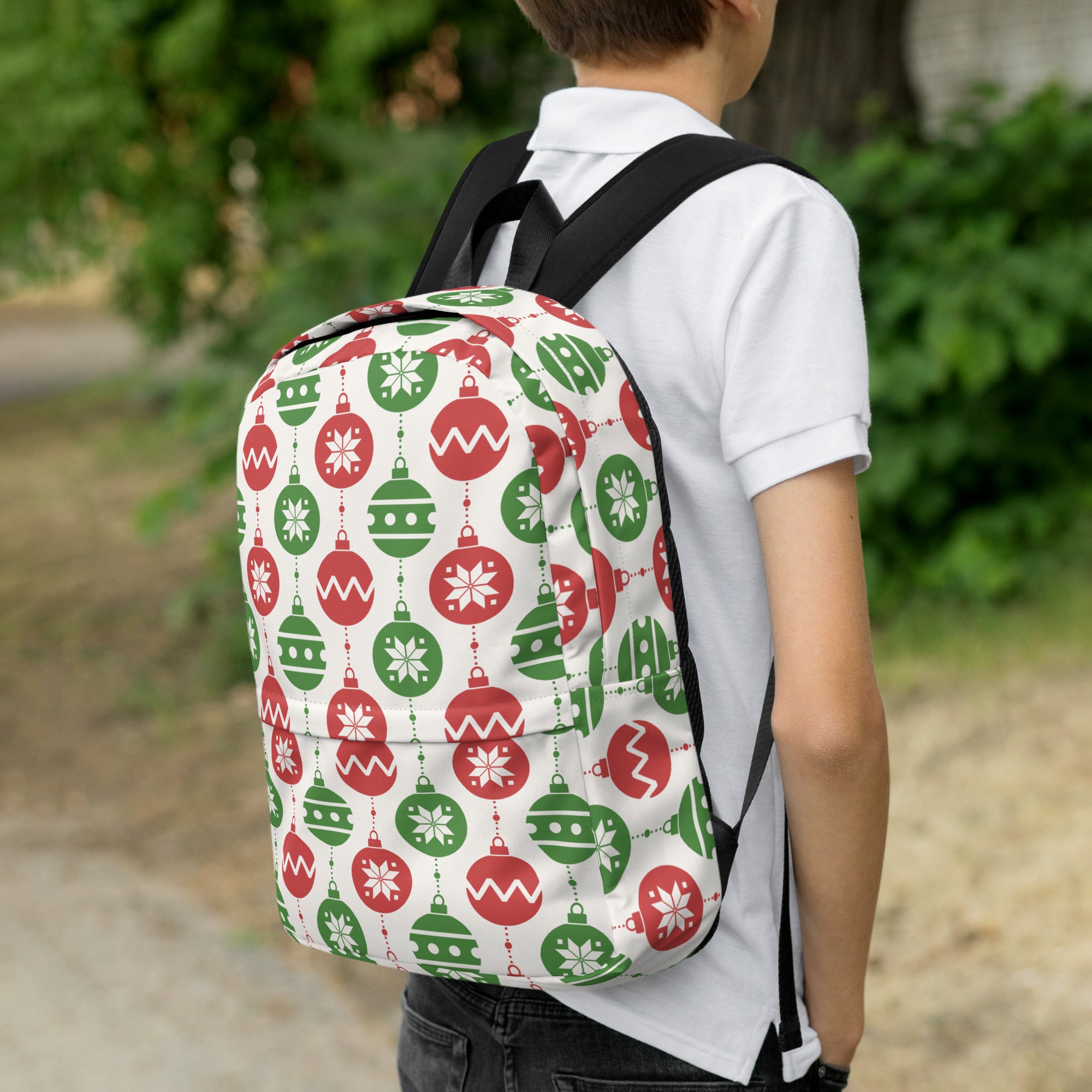 Kids Christmas Ornament Backpack - Water-Resistant School Bag With Adjustable Padded Straps & Breathable Mesh Back