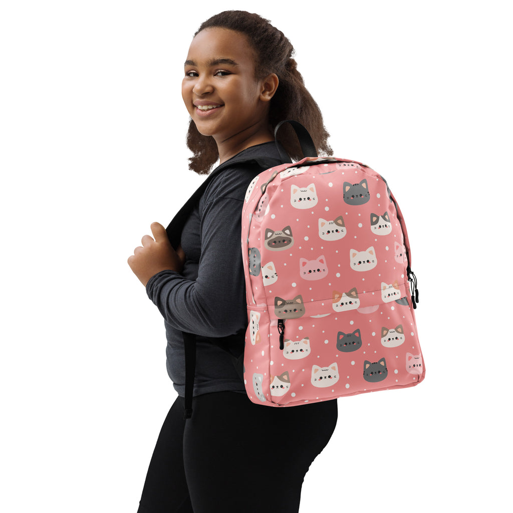 Girls Pink Cat Backpack - Water-Resistant School Bag With Adjustable Padded Straps & Breathable Mesh Back