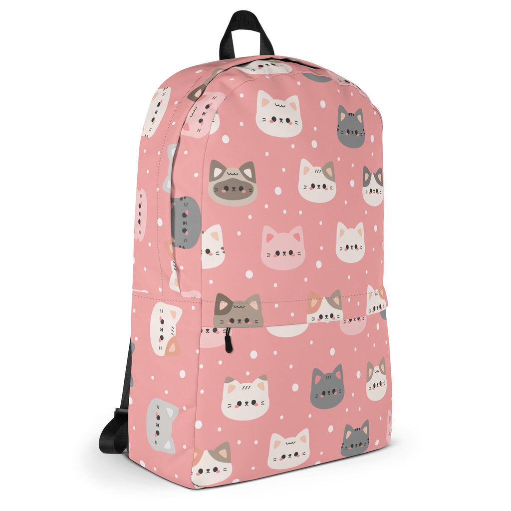 Girls Pink Cat Backpack - Water-Resistant School Bag With Adjustable Padded Straps & Breathable Mesh Back