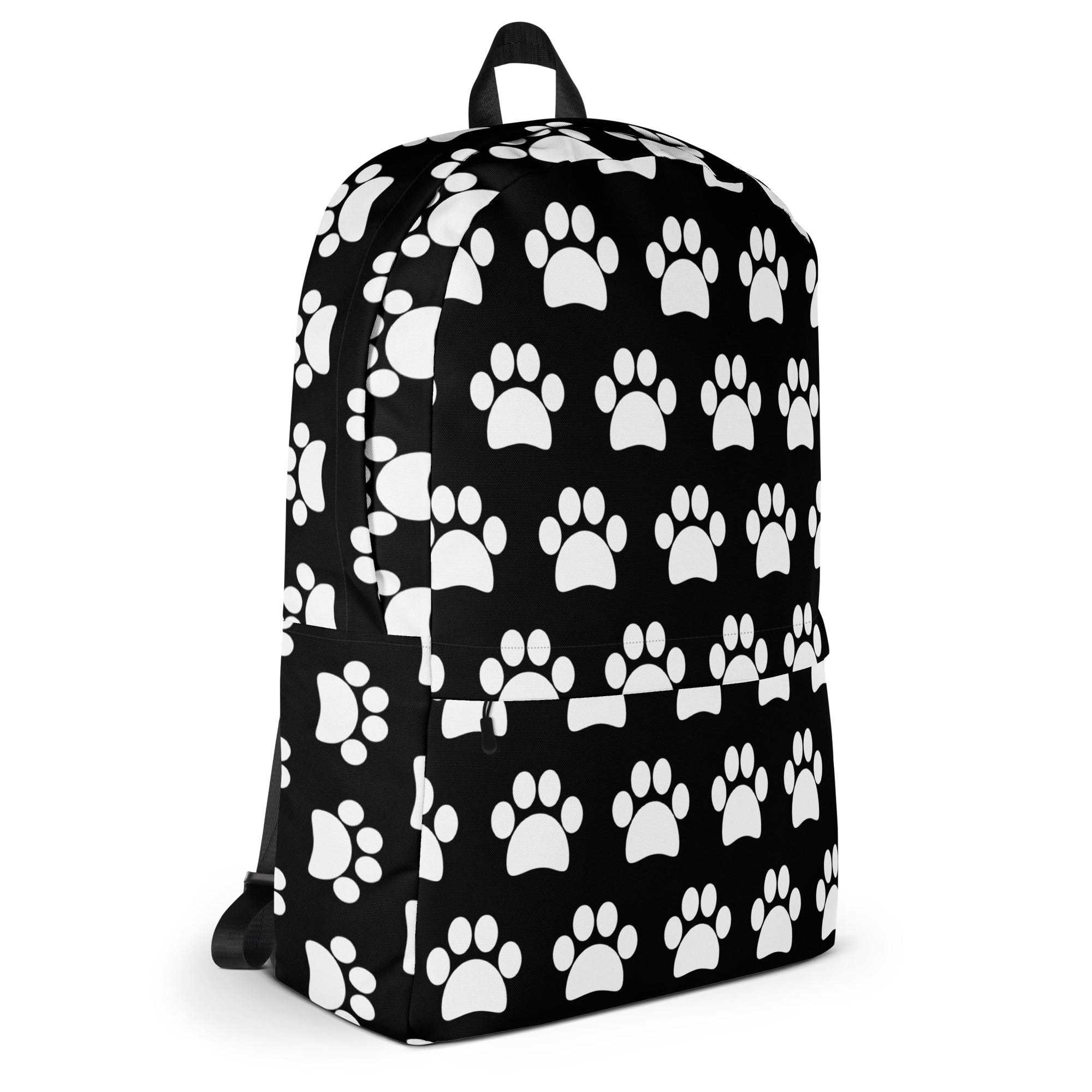 Kids Black Paw Print Backpack - Water-Resistant School Bag With Adjustable Padded Straps & Breathable Mesh Back