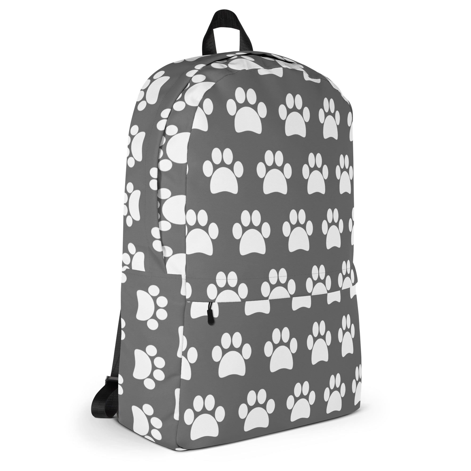 Kids Gray Paw Print Backpack - Water-Resistant School Bag With Adjustable Padded Straps & Breathable Mesh Back