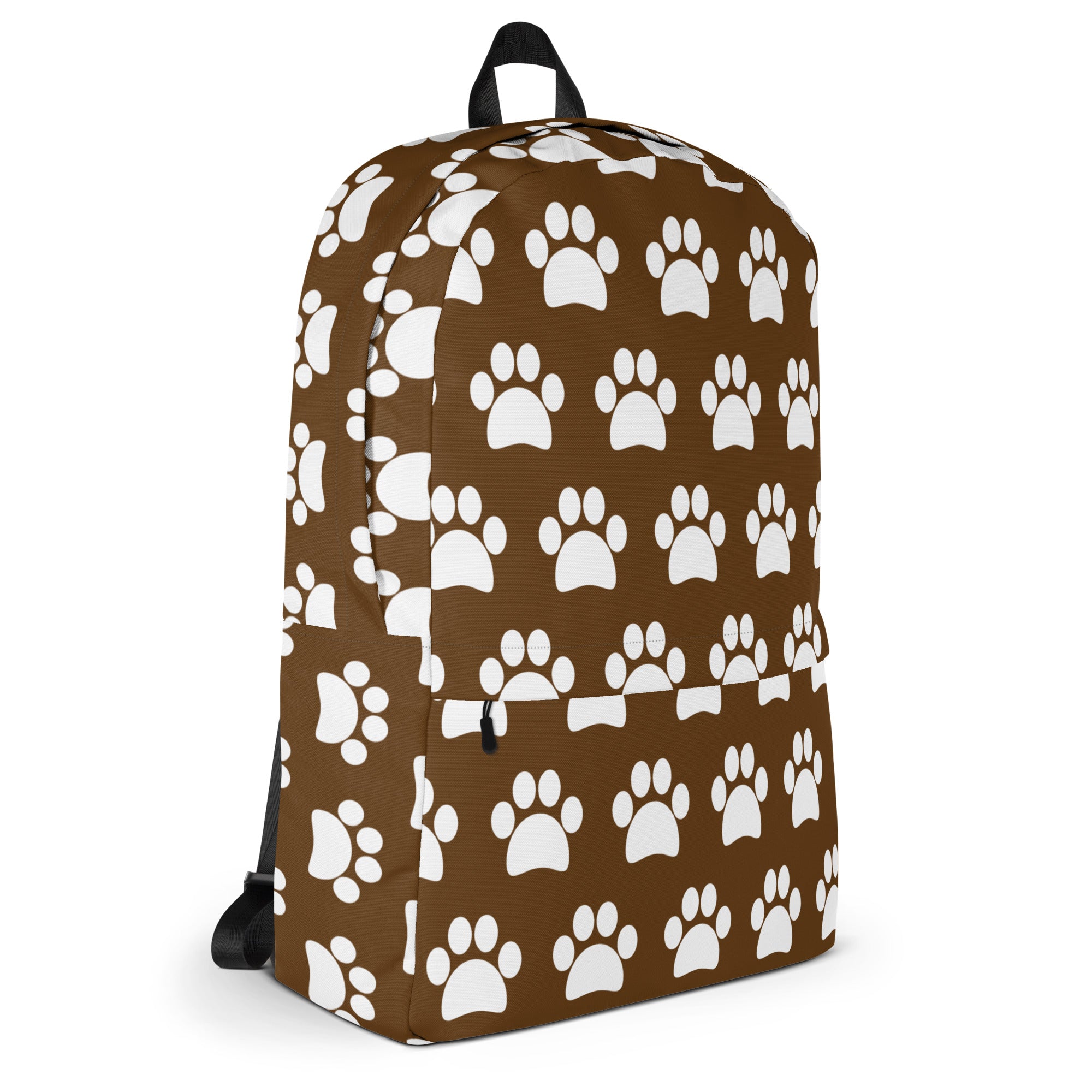 Kids Brown Paw Print Backpack - Water-Resistant School Bag With Adjustable Padded Straps & Breathable Mesh Back