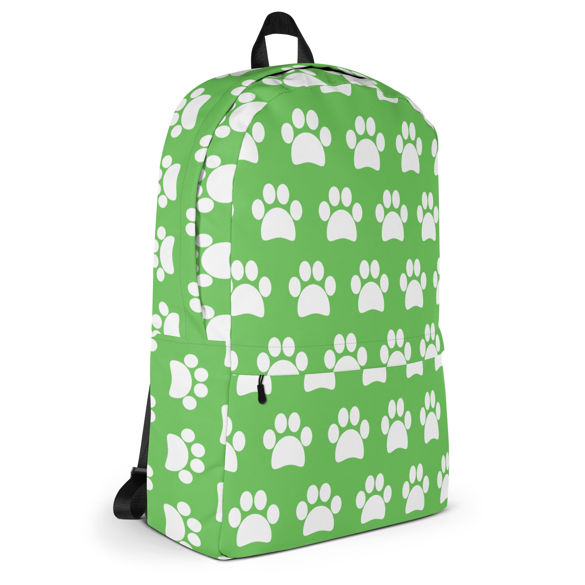 Kids Green Paw Print Backpack - Water-Resistant School Bag With Adjustable Padded Straps & Breathable Mesh Back