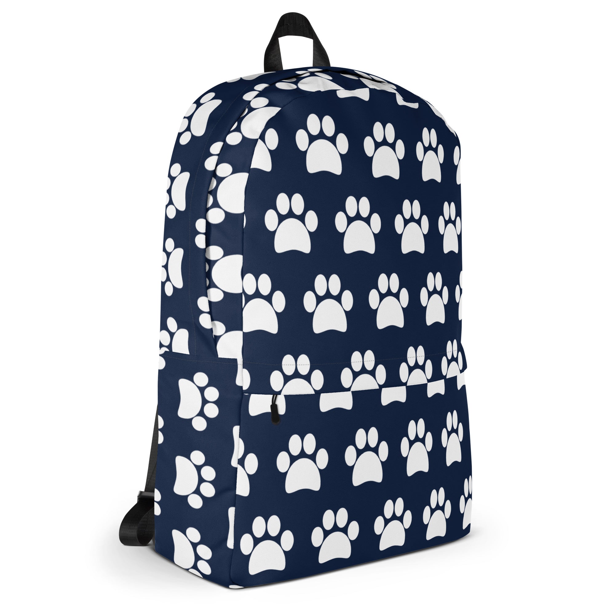 Kids Navy Paw Print Backpack - Water-Resistant School Bag With Adjustable Padded Straps & Breathable Mesh Back