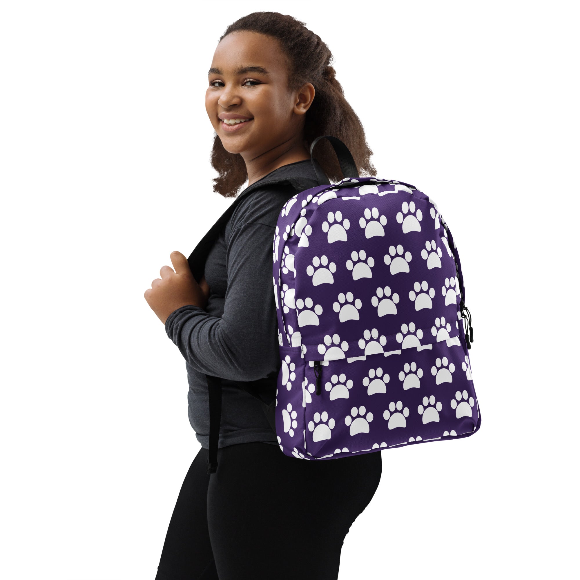 Girls Purple Print Backpack - Water-Resistant School Bag With Adjustable Padded Straps & Breathable Mesh Back
