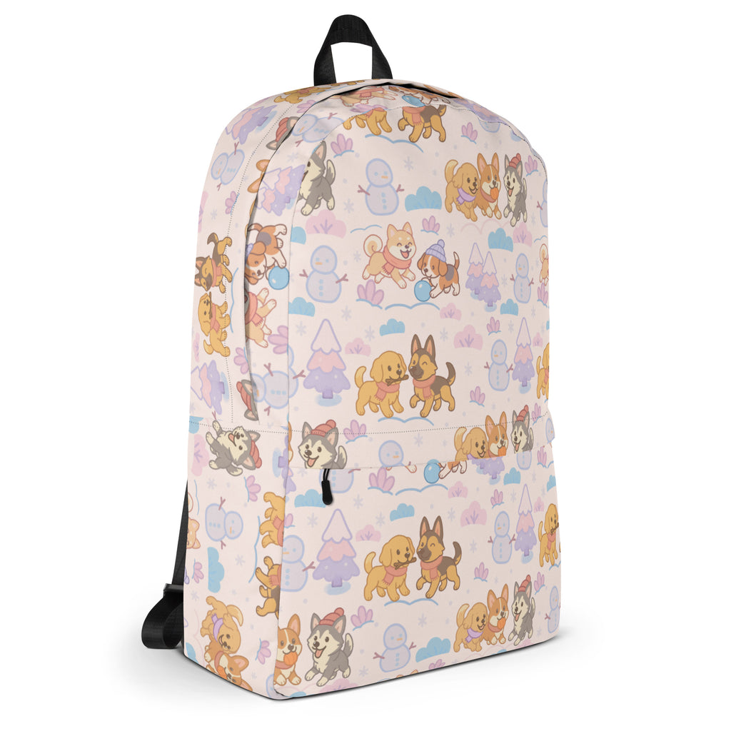 Kids Winter Puppies Backpack - Water-Resistant School Bag With Adjustable Padded Straps & Breathable Mesh Back