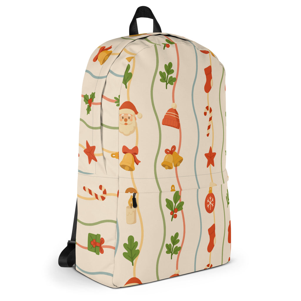Kids Christmas Ribbon Backpack - Water-Resistant School Bag With Adjustable Padded Straps & Breathable Mesh Back