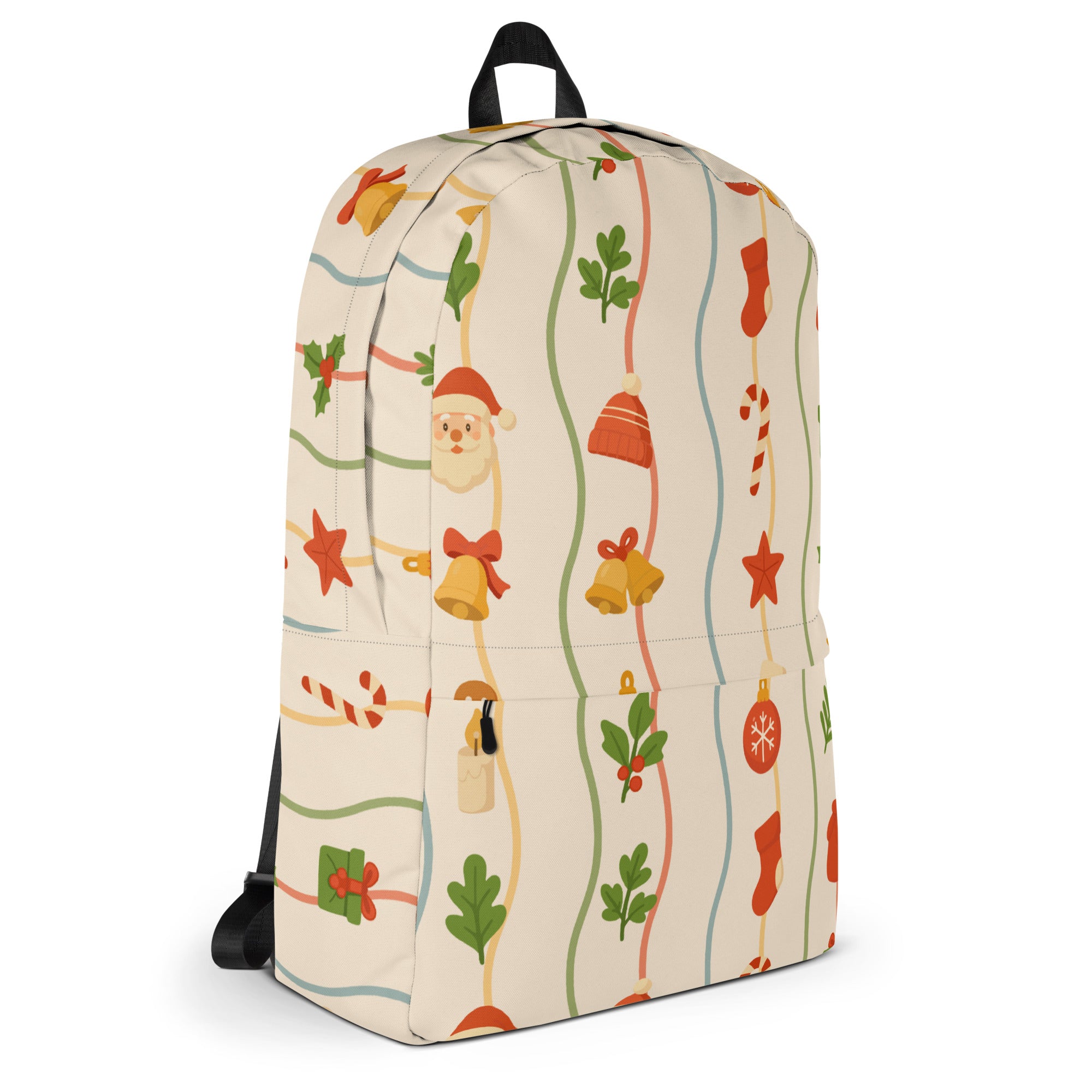 Kids Christmas Ribbon Backpack - Water-Resistant School Bag With Adjustable Padded Straps & Breathable Mesh Back