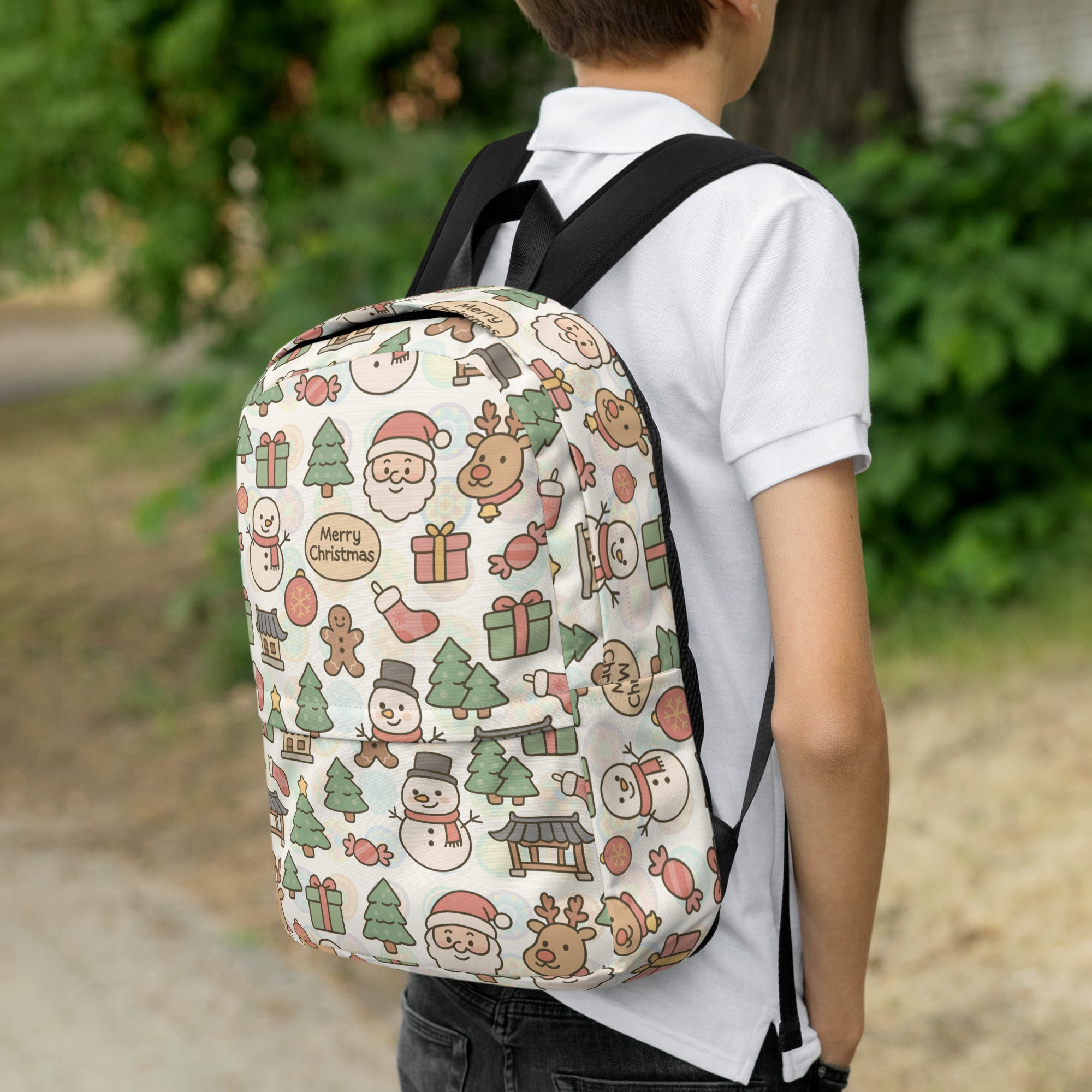 Kids Pastel Christmas Backpack - Water-Resistant School Bag With Adjustable Padded Straps & Breathable Mesh Back (Copy)