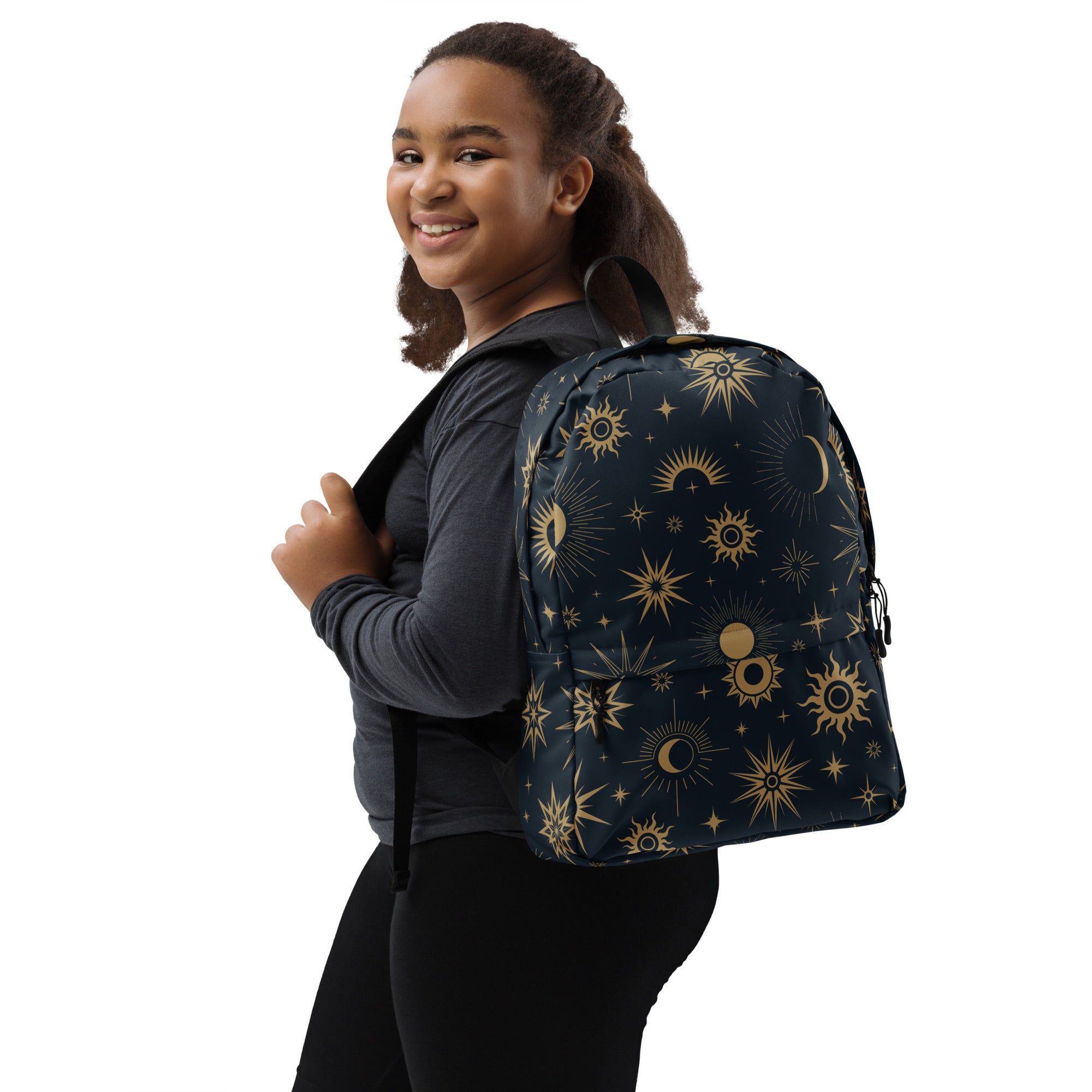 Kids Celestial Sun and Moon Backpack - Water-Resistant School Bag With Adjustable Padded Straps & Breathable Mesh Back