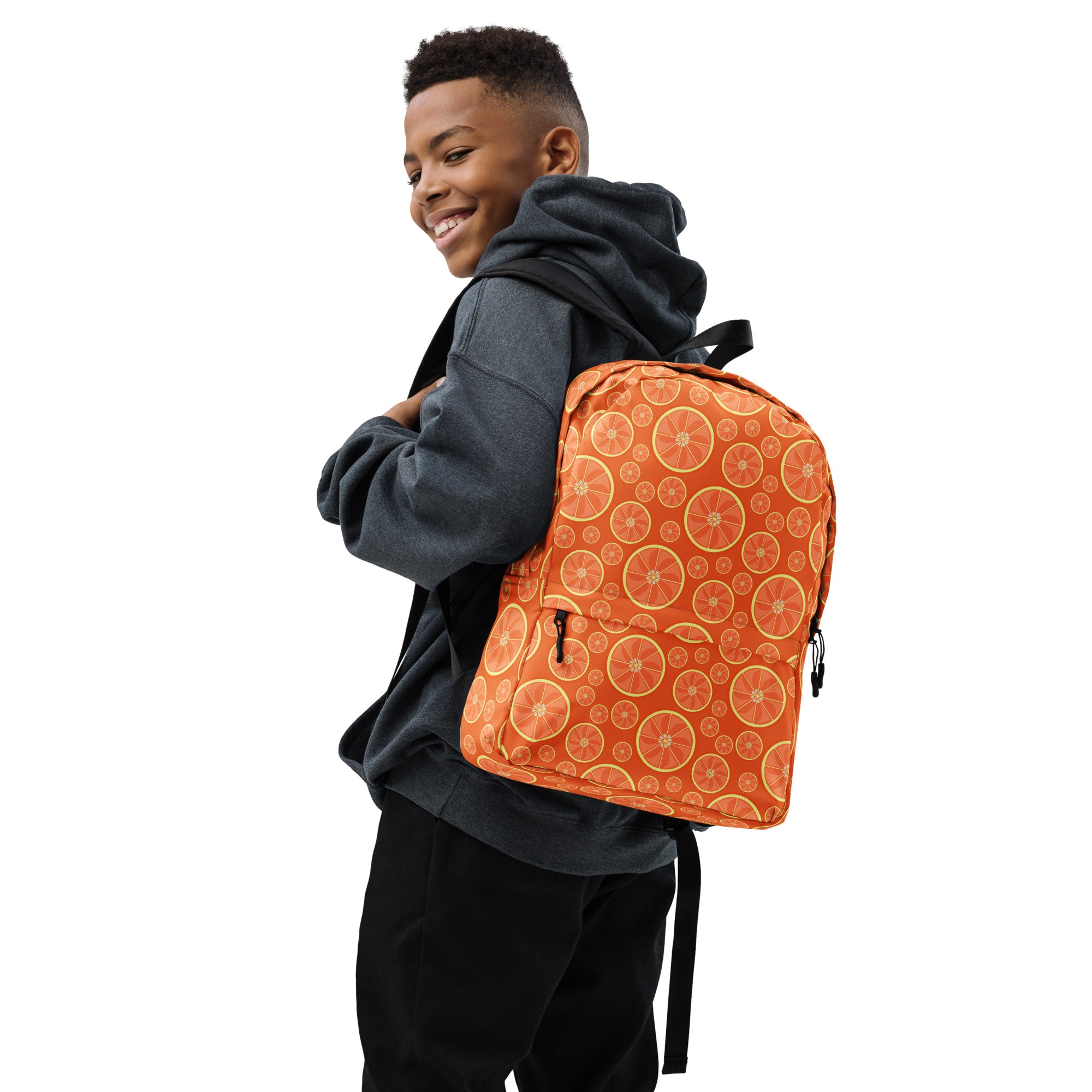 Kids Orange Citrus Backpack - Water-Resistant School Bag With Adjustable Padded Straps & Breathable Mesh Back