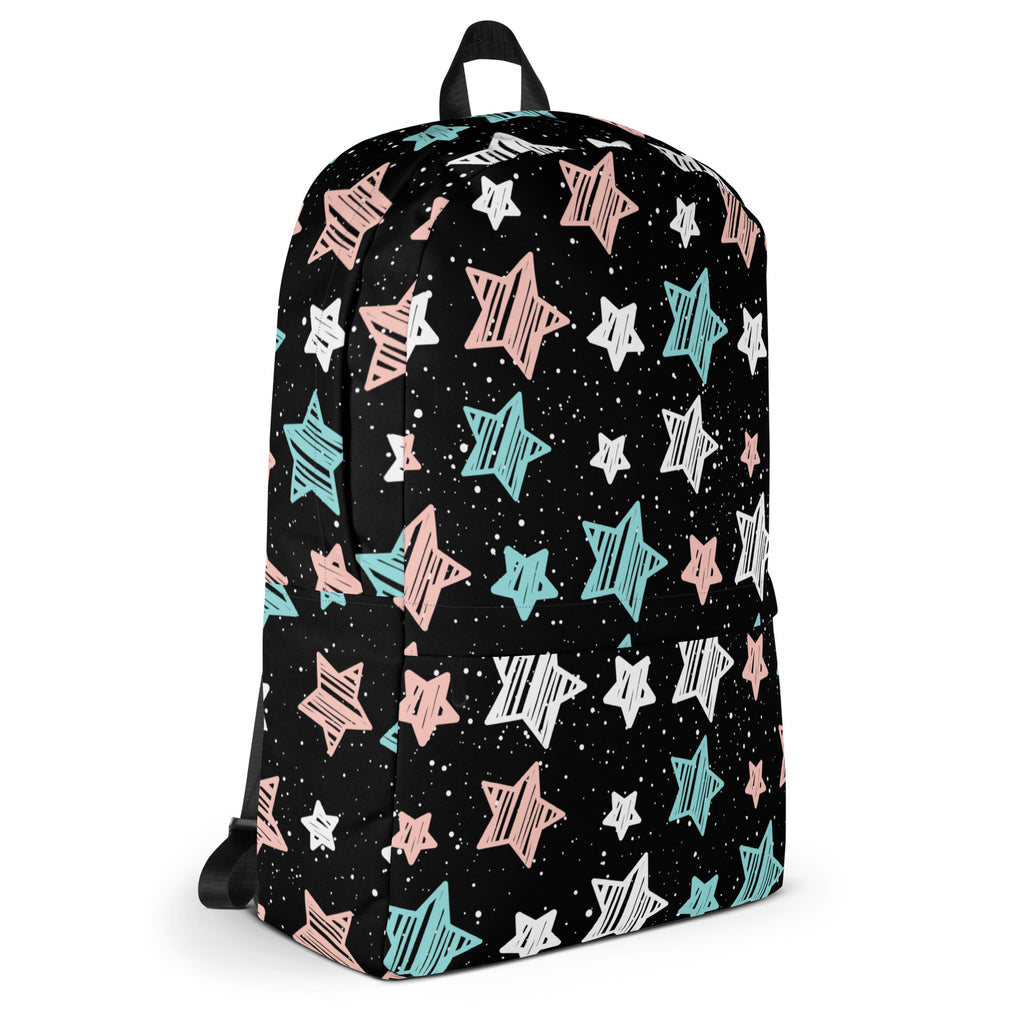 Girls Doodle Star Backpack - Water-Resistant School Bag With Adjustable Padded Straps & Breathable Mesh Back