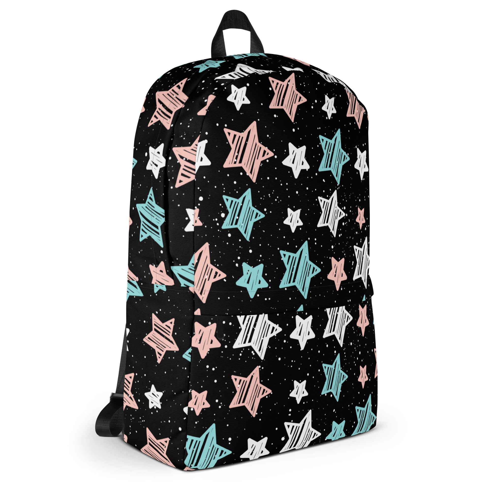 Girls Doodle Star Backpack - Water-Resistant School Bag With Adjustable Padded Straps & Breathable Mesh Back