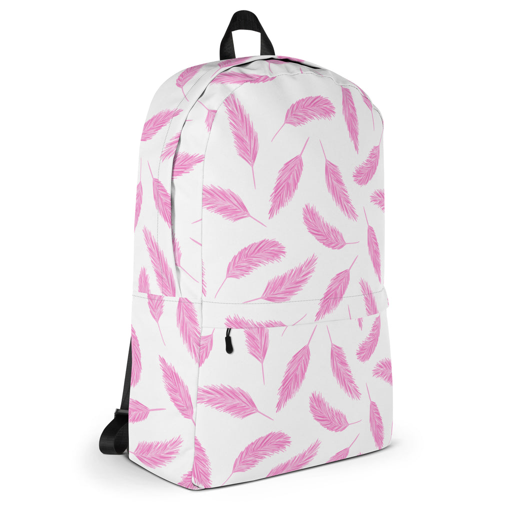 Girls Pink Flamingo Feathers Backpack - Water-Resistant School Bag With Adjustable Padded Straps & Breathable Mesh Back