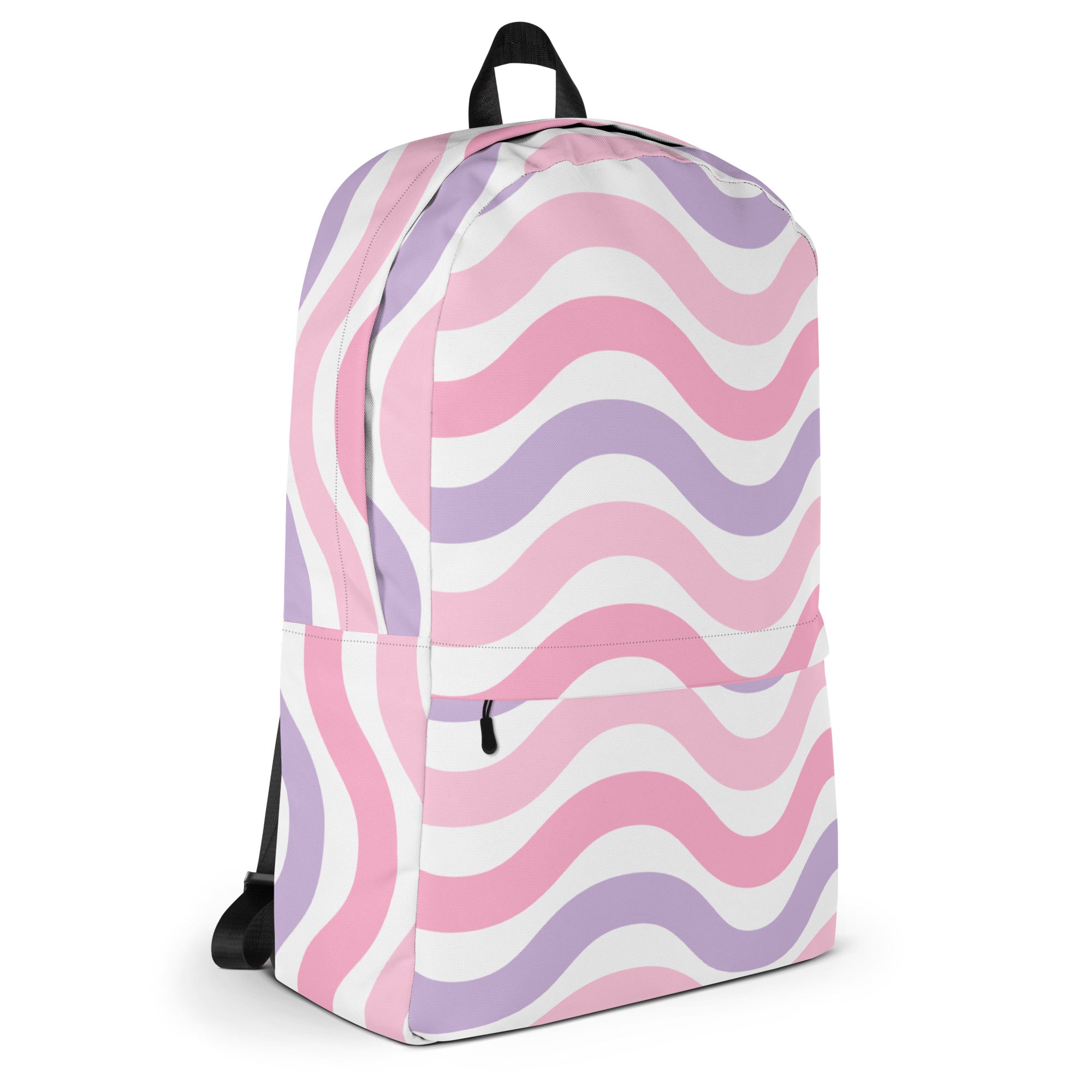 Girls Pink Wave Backpack - Water-Resistant School Bag With Adjustable Padded Straps & Breathable Mesh Back